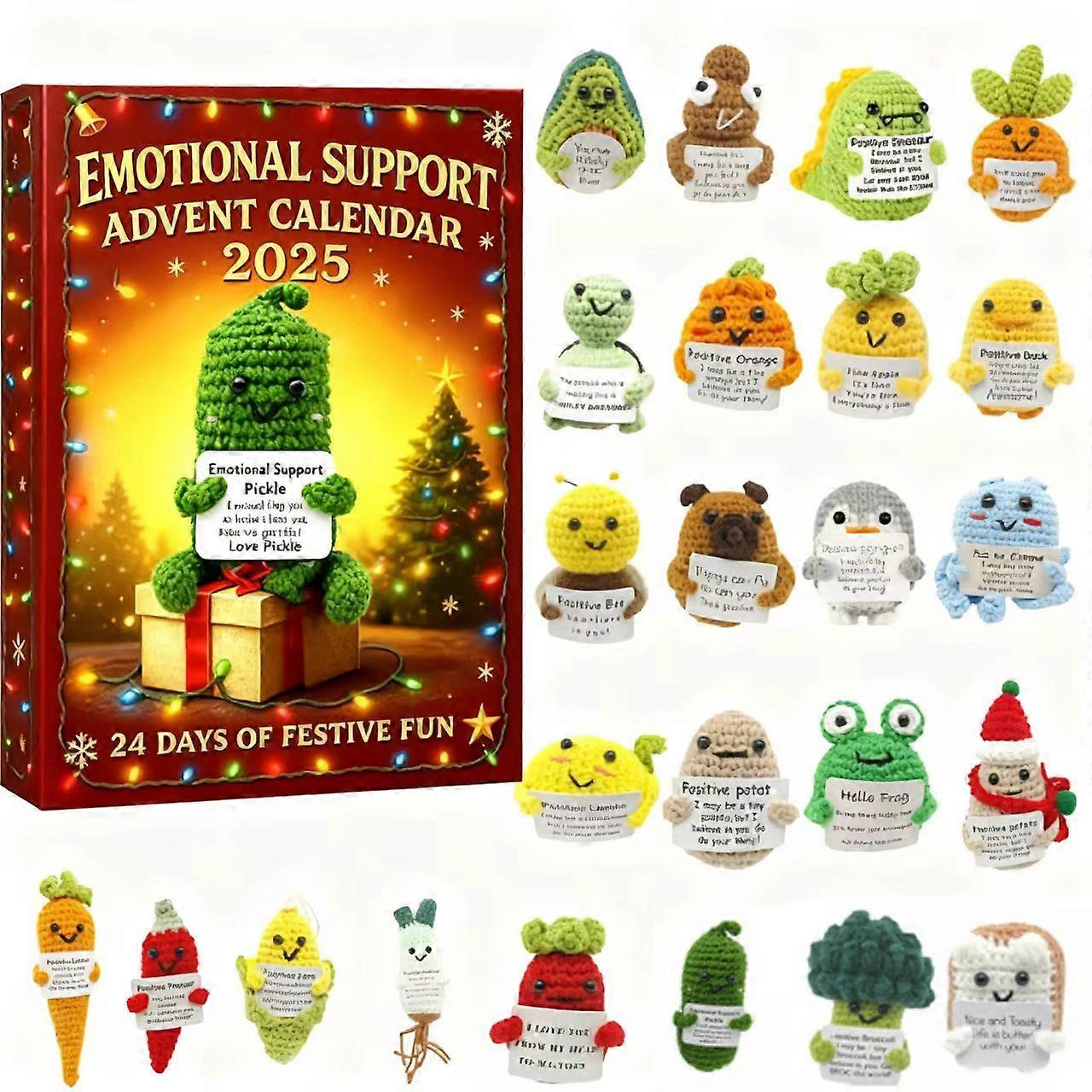 2025 Kids Emotional Plush-24 Days Cute Support Buddly Mini Plush Advent Calendar