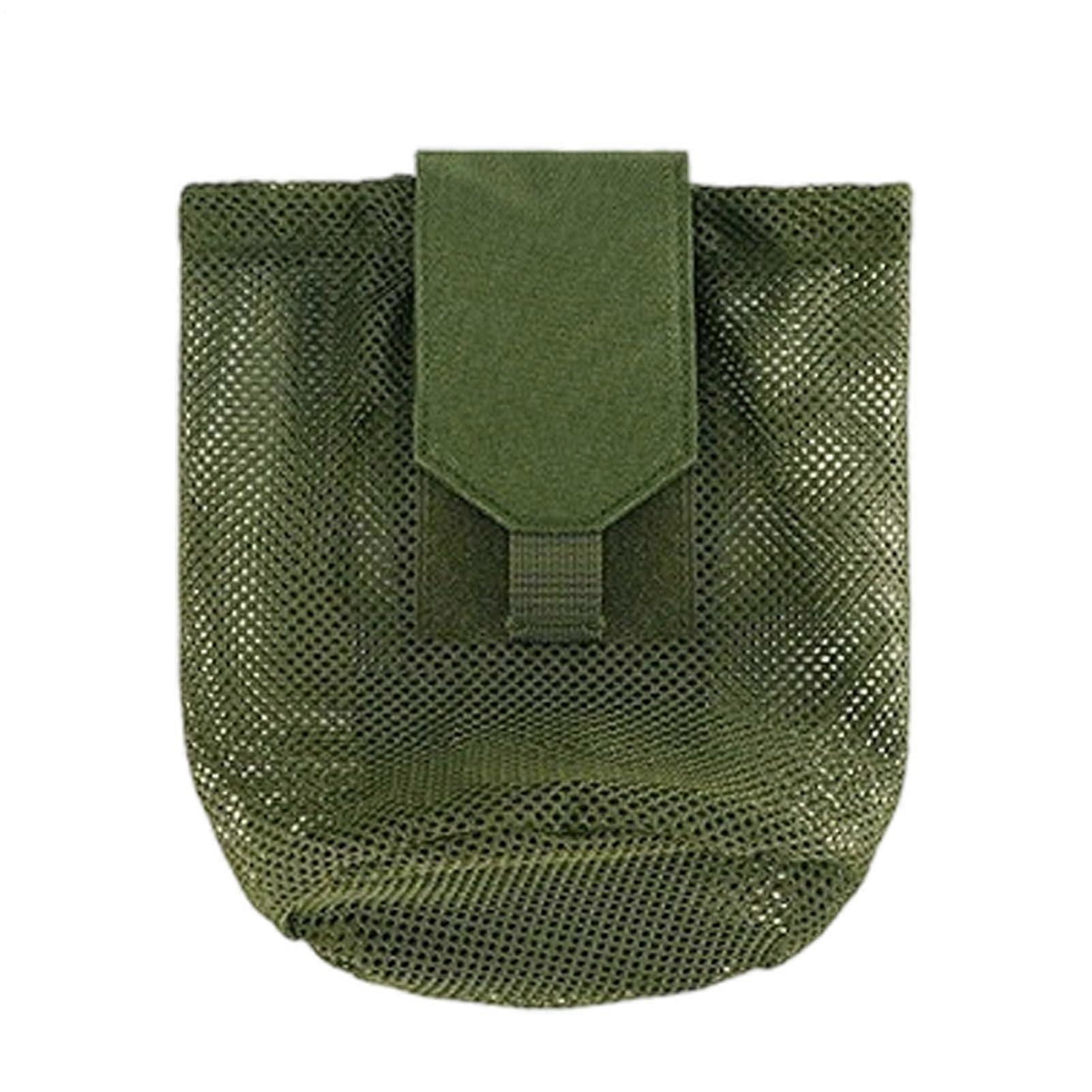 Small Overflow Pouch Mesh Tool Storage Bag Foldable Drawstring Pocket Large Capacity Army Green Hiking Gear Organizer