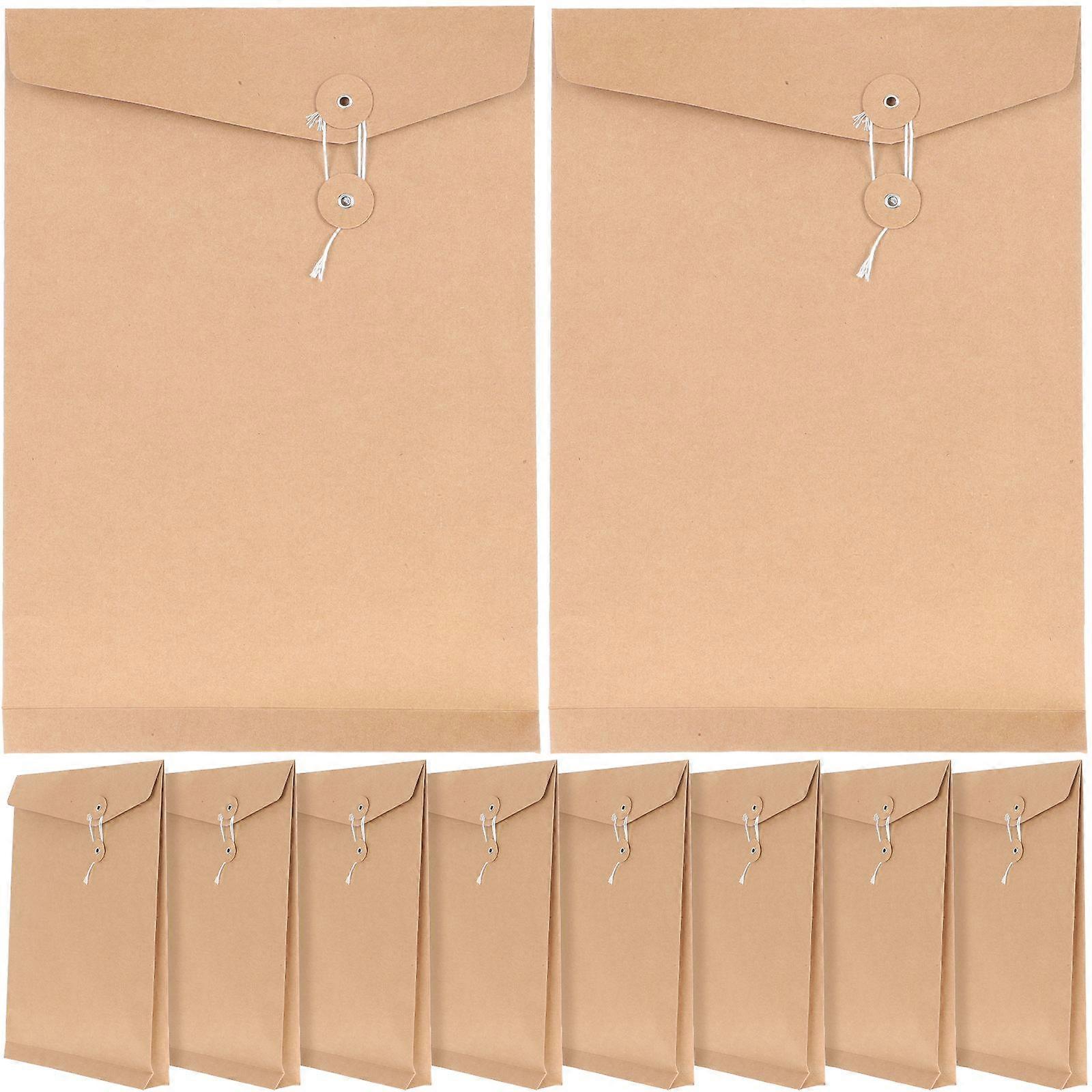 10pcs Kraft Paper Envelope String Tie Closure Envelope Document File Organizer