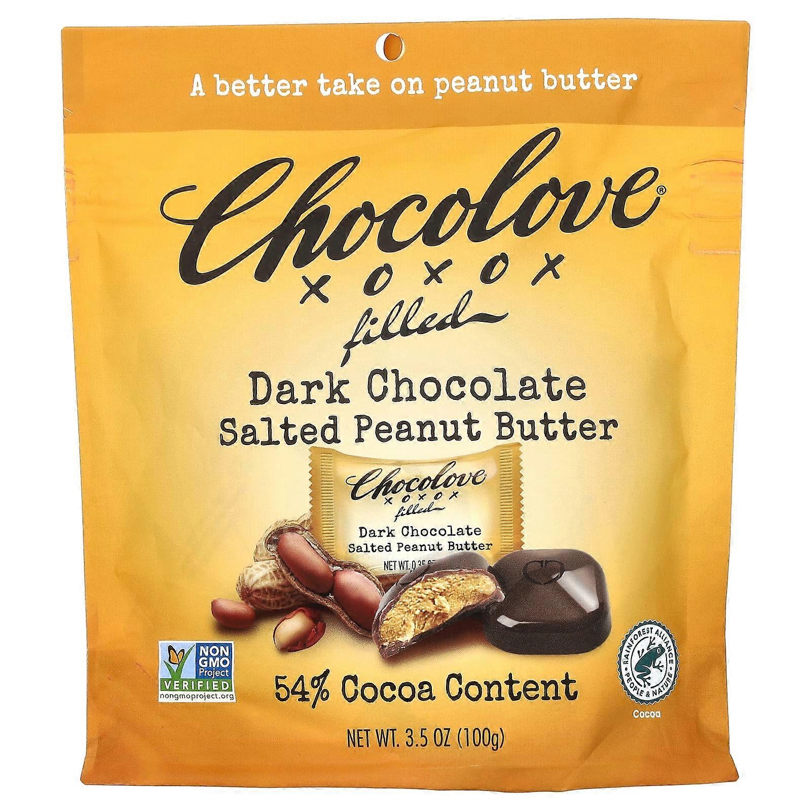 Filled Dark Chocolate, Salted Peanut Butter, 54% Cocoa, 3.5 oz (100 g)