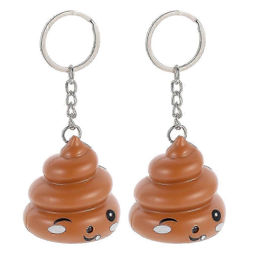 2 Pcs Poop Shaped Luminous Funny Keychain Handbag Decor