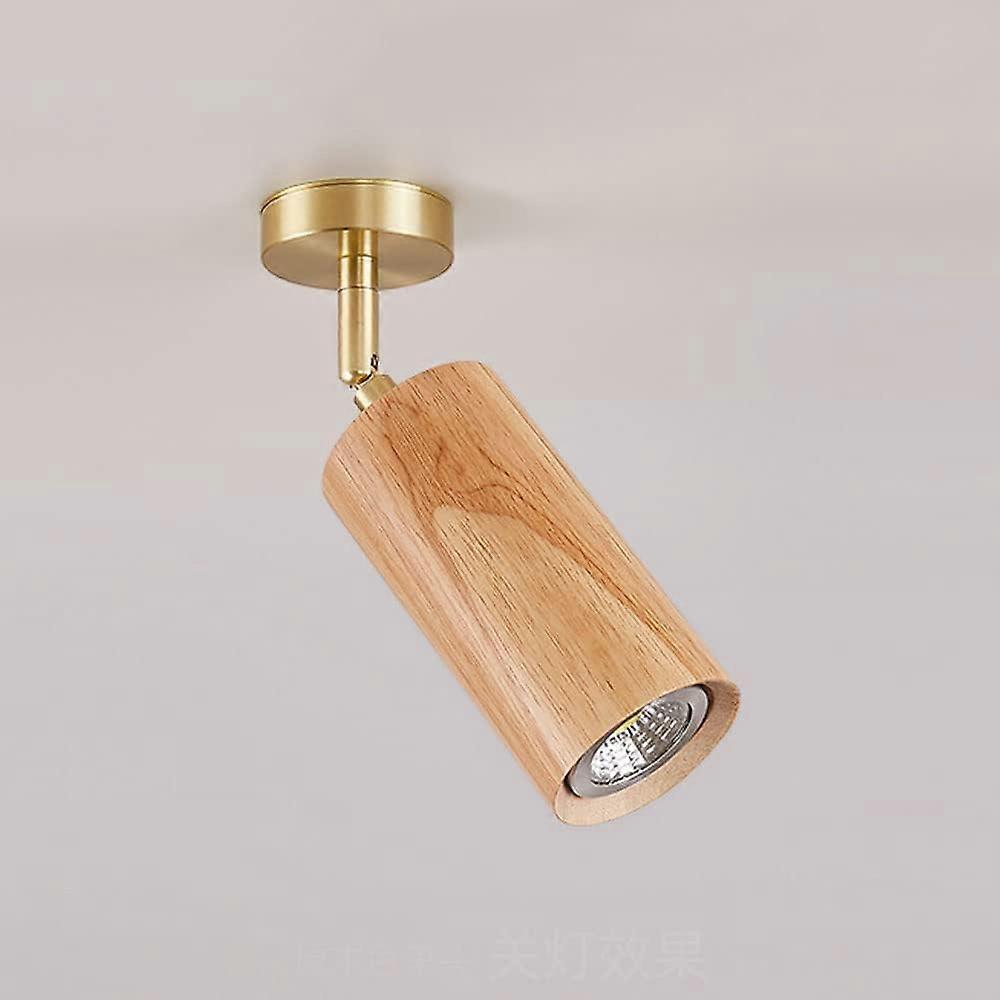 LED Fixed Track Lighting 360/180 Adjustable Ceiling/Wall Spotlight Wood Finish 3000K 1Light Track Lamp