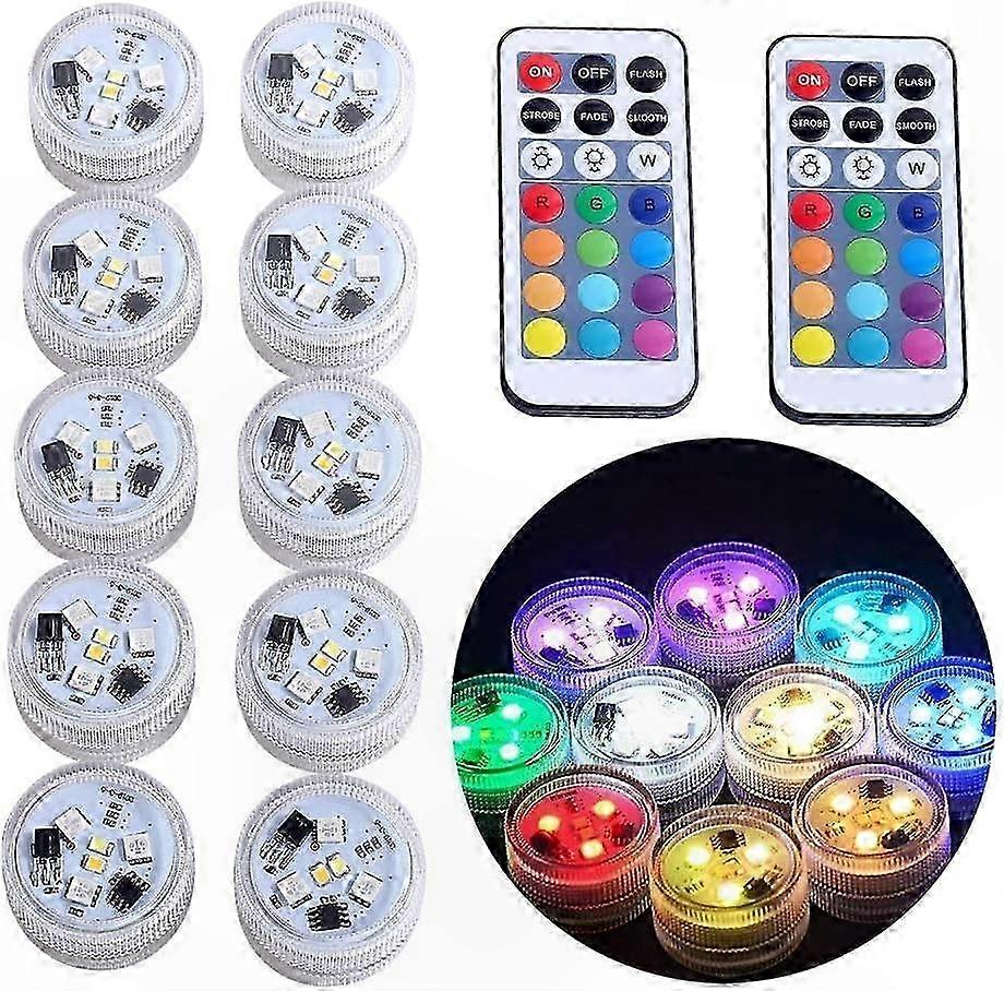 10 Pack Waterproof LED Tea Lights, RGBW Color Changing with Remote Control