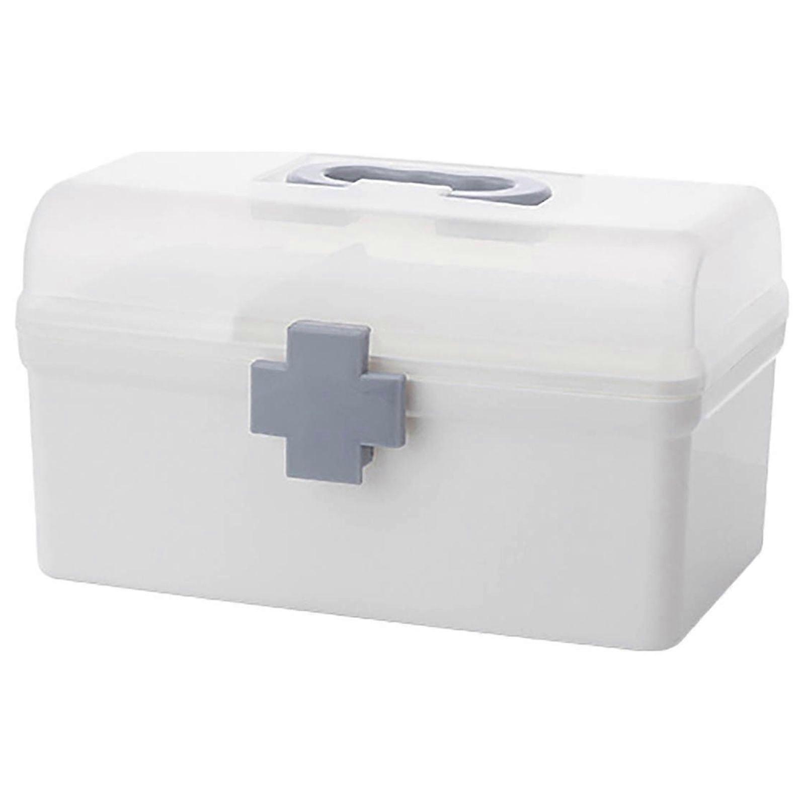 XIUH Kitchen Supplies，Kitchen Tools Box Double Layer with Handle Removable Tray Portable Large Capacity Emergency Kit Container Organizer