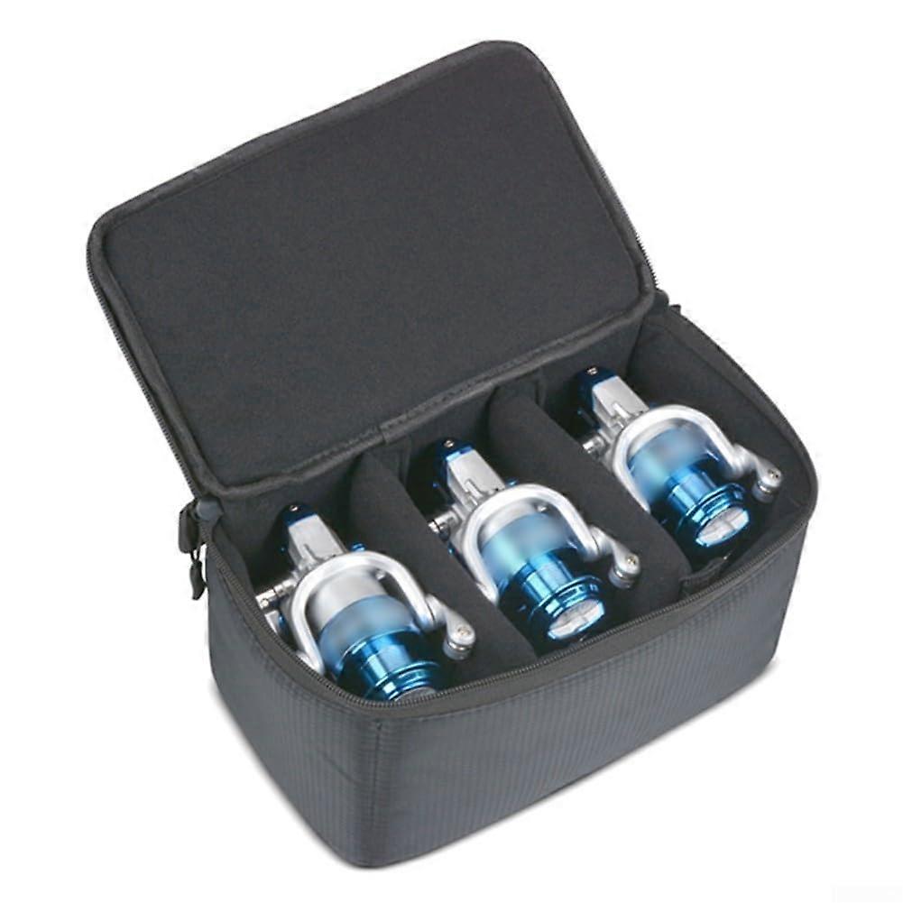 Waterproof Fishing Reel Storage Bag With Foam Padding For Tackle Protection And Easy Carrying ThreeGrid Compartments