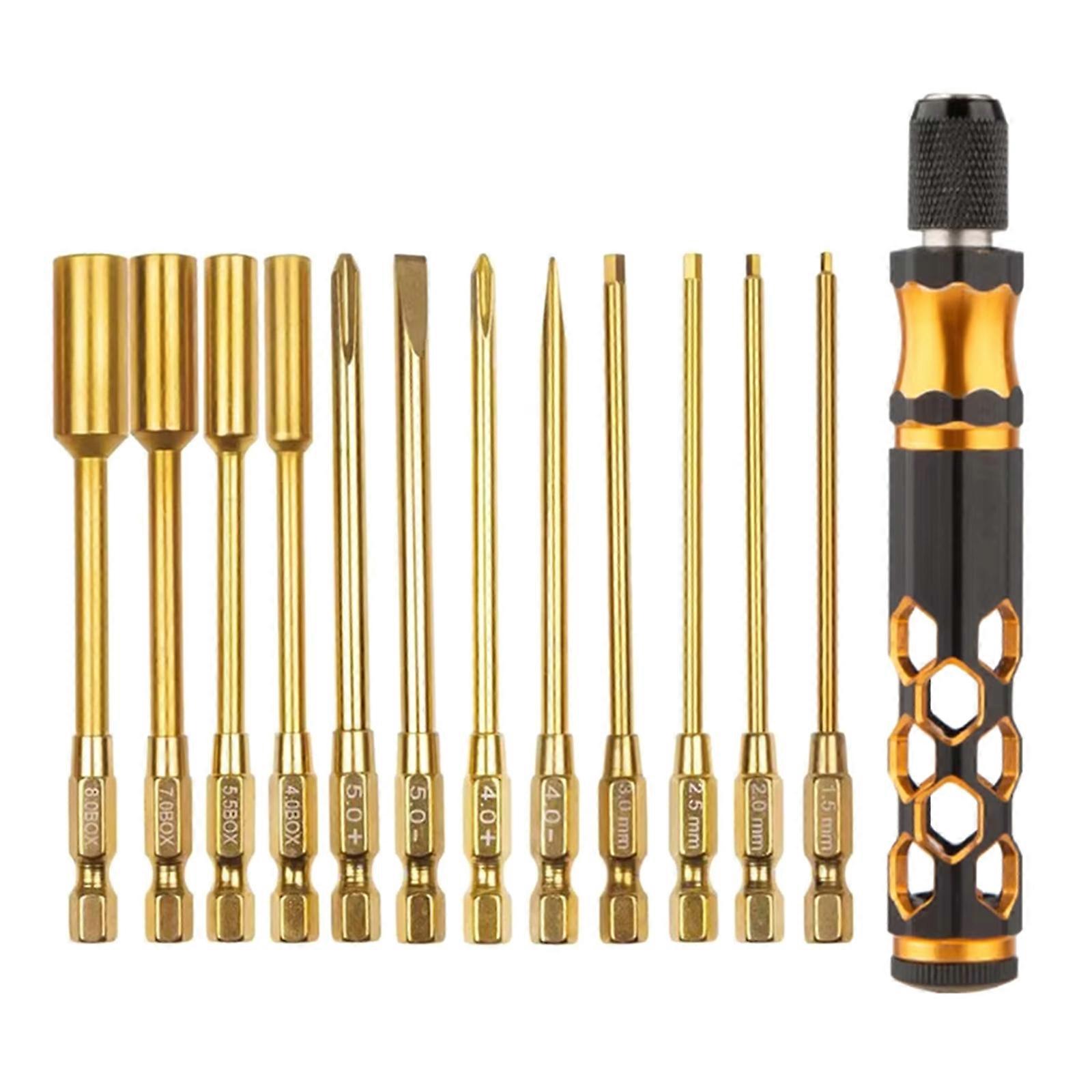 12 in 1 Hexagon Screw Driver Set Metal Hexagon Screwdriver Wrench Tool Kit For Car Helicopter Fpv Screw Driver Set Multicolor
