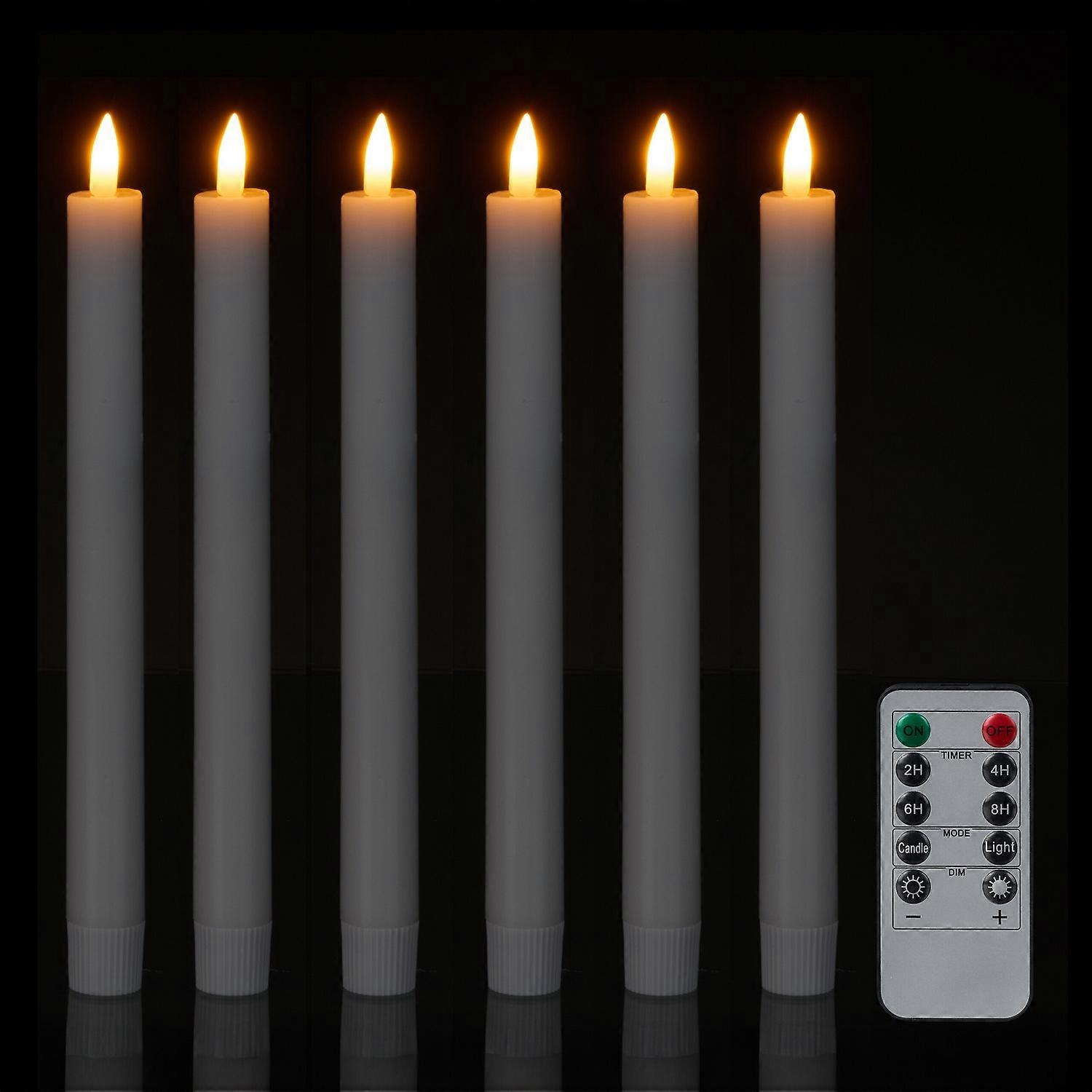 LED conical candles with timer and remote control, 6 pcs
