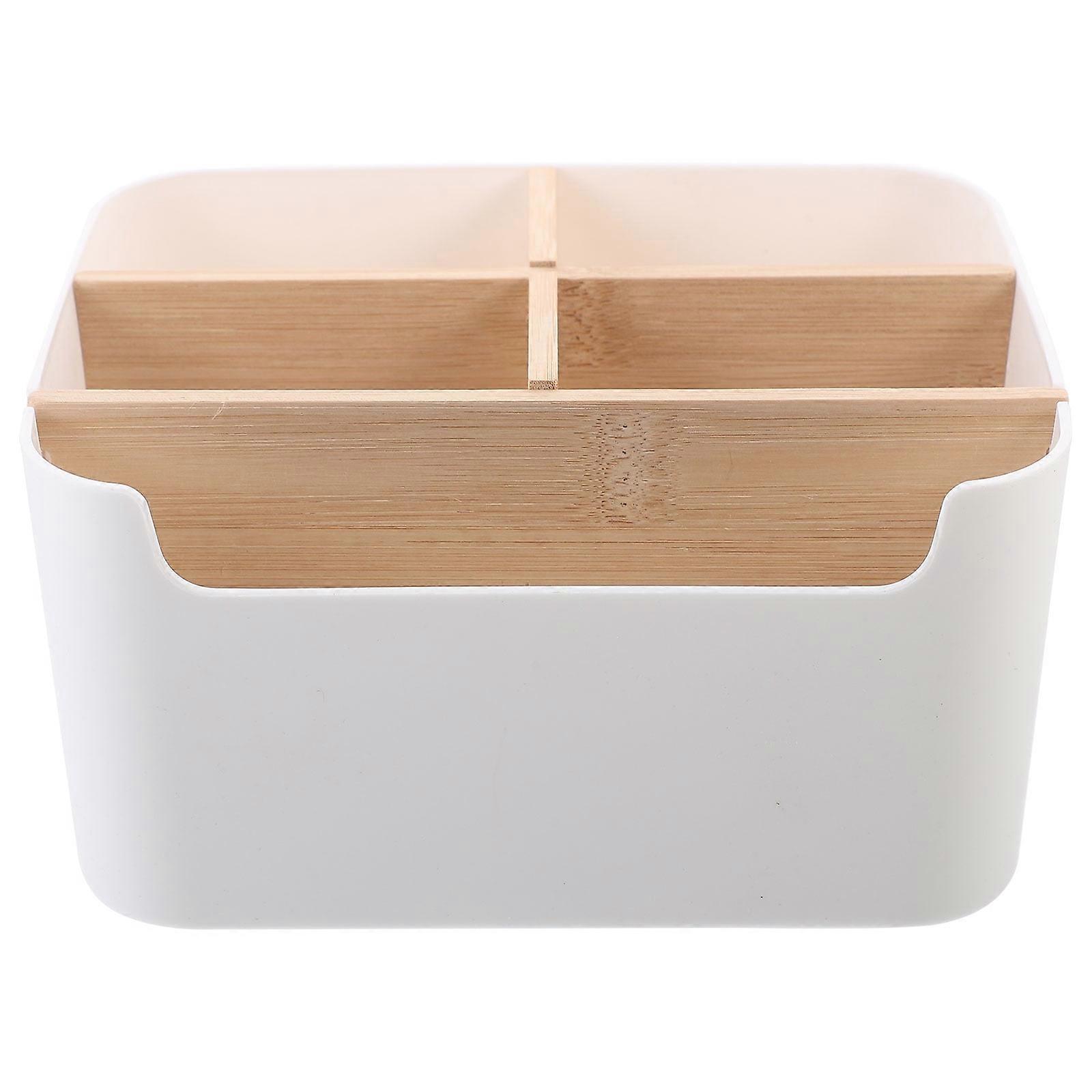 Makeup Container Detachable Movable Partition Desktop Storage Box Home Multi-purpose Basket Square Bamboo White Small Plastic Bins Containers