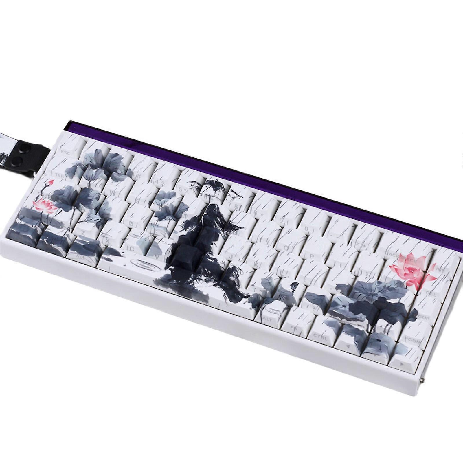 Mechanical Keyboards Keycaps Rain Flower Side Printed Detailing PBT Keycap Sublimation Finish 60% 68% Pattern Multicolor