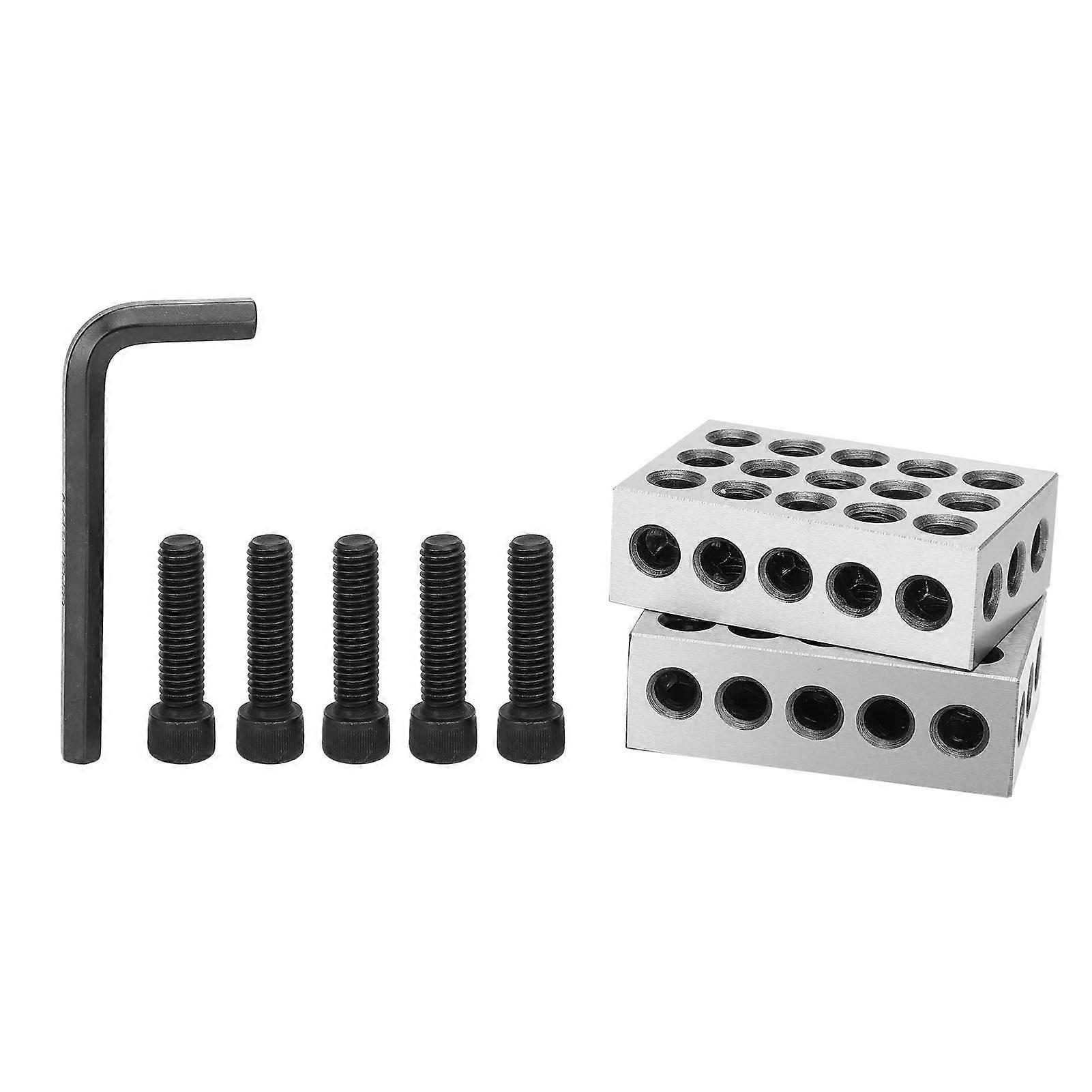 1 2 3 Blocks Set, Machine Tool Parallel Blocks, 123 Blocks, Chrome Steel, 0.0001 Inch Accuracy, 23 Holes, Screw Box