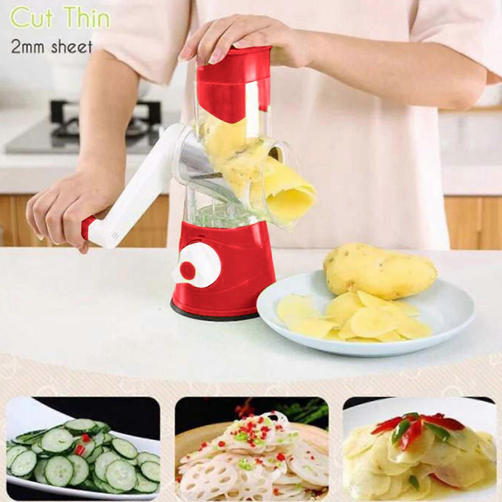hand crank multi-function vegetable cutter household kitchen shredder grater red
