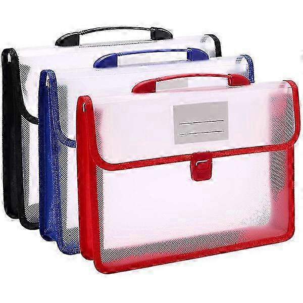 A4 Plastic Folder, 3 Pcs Transparent File Folder Document Holder, Expandable Document File Envelope With Handle, with Business Card Holder As shown As