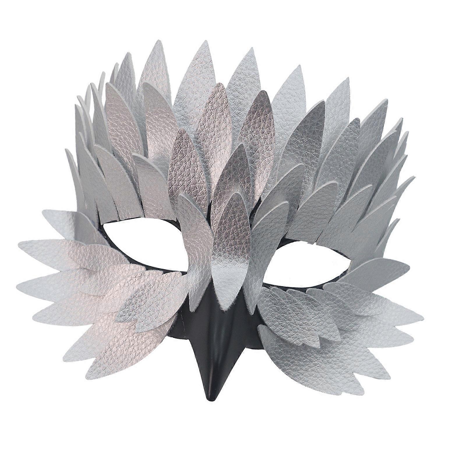 Unique Bird Beak Feather Style Half Face Mask Cosplay Accessory For Costume Parties Masquerades Theme Event  Silver