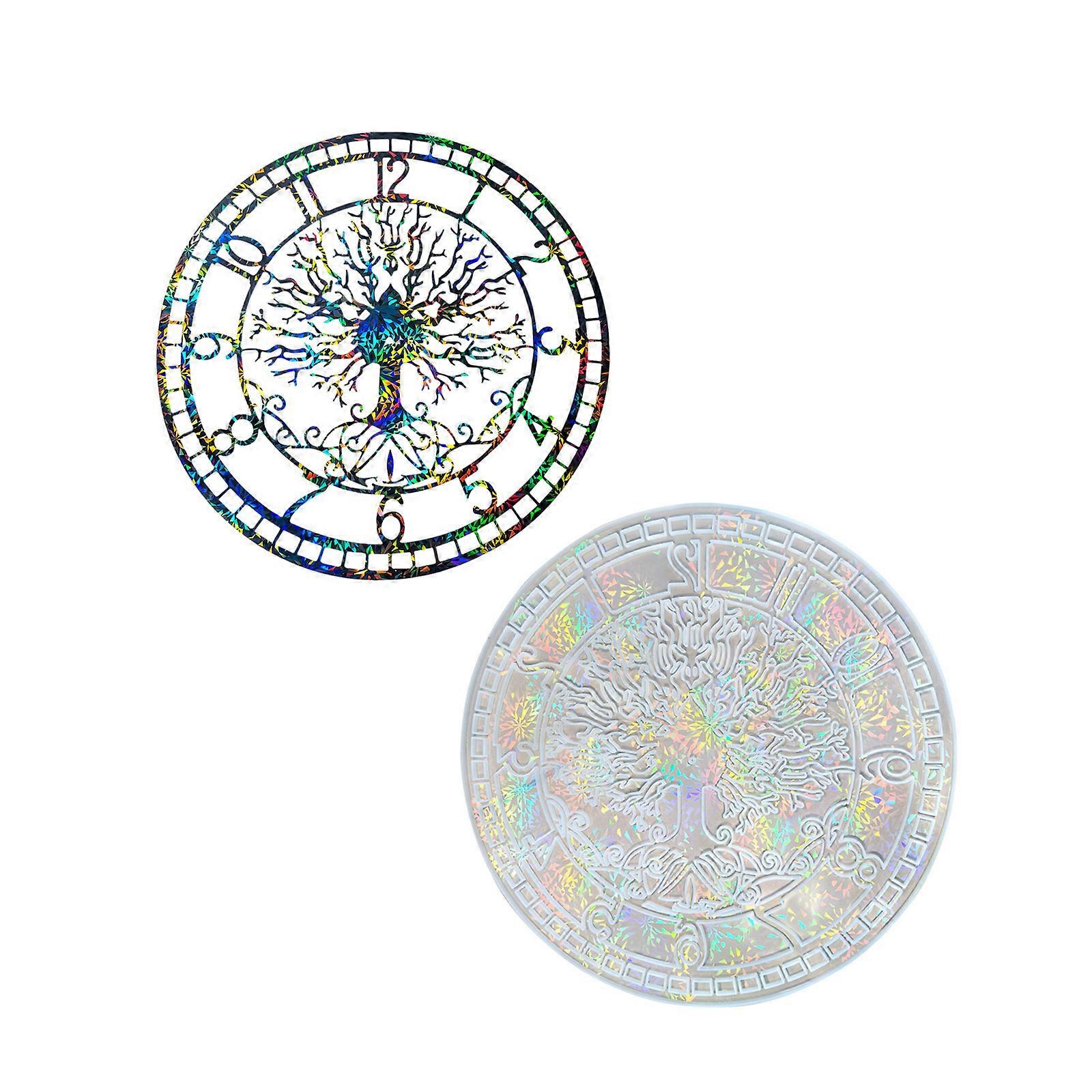 Silicone Mold for Life Tree Resin Clocks Handmade Clock Making Molds Unique Wall Art Molds Silicone Texture for Clock Multicolor