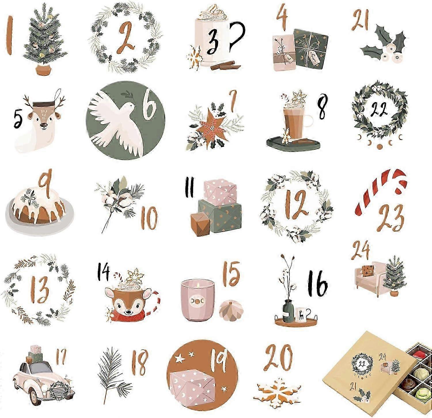 Christmas Number Stickers for 24 Day Advent Calendar