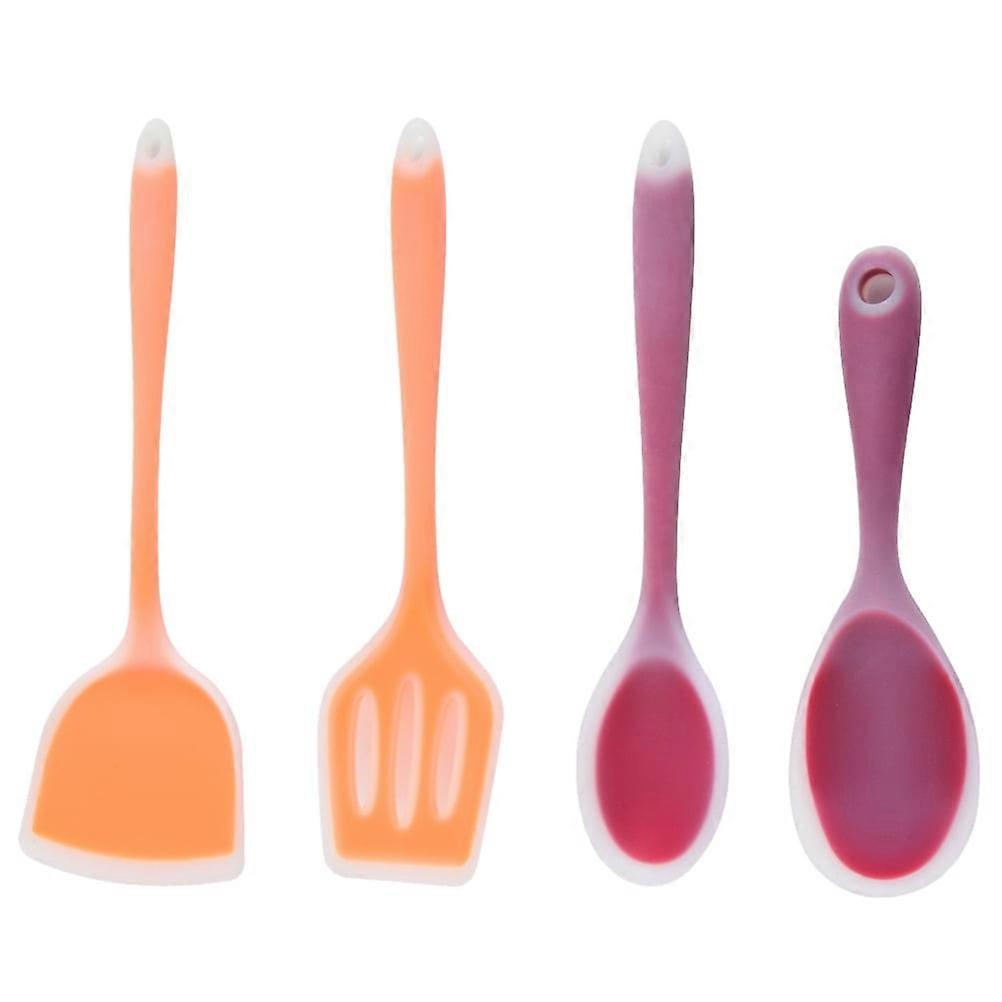 1 Set Silicone Cookware Kitchen Spatula Slotted Spoon Rice Spoon Basting Spoon