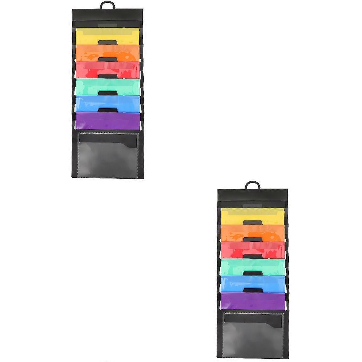 Eease 2pcs Expanding Folder File Storage Bag Wall Mounted File Folder Handheld File Organizer File Container