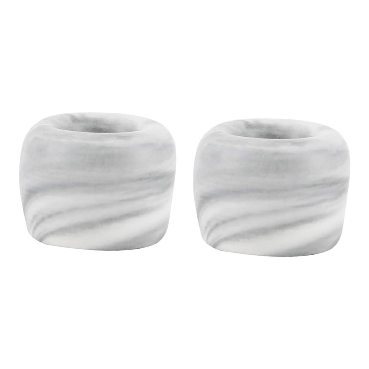 2 Pack Ceramic Toothbrush Holder with Grey Marble Grain Ring Design for Bathroom and Kitchen Storage