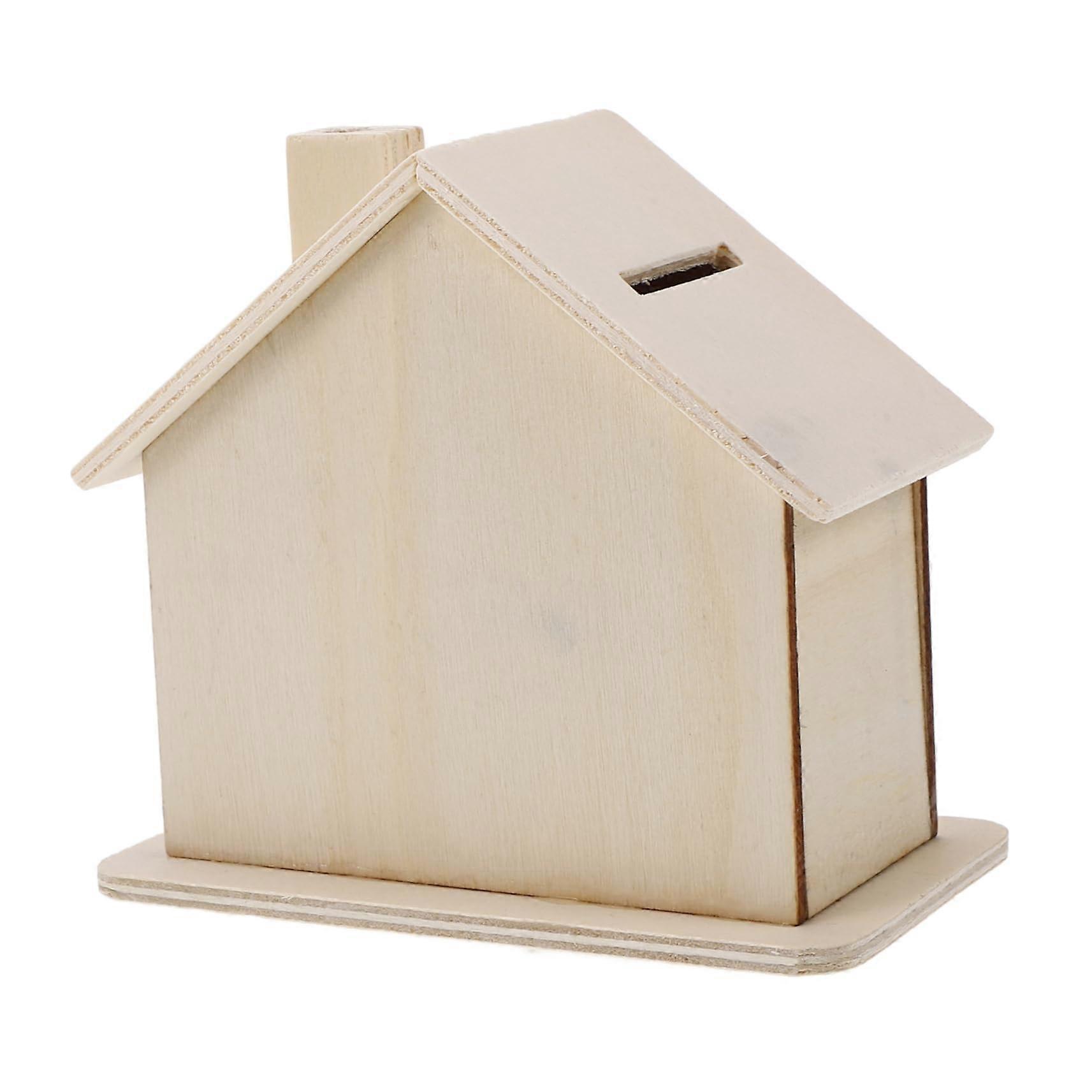 5pcs Wooden Piggy Bank Set Unfinished DIY Coin Saving Box for Kids Craft Projects