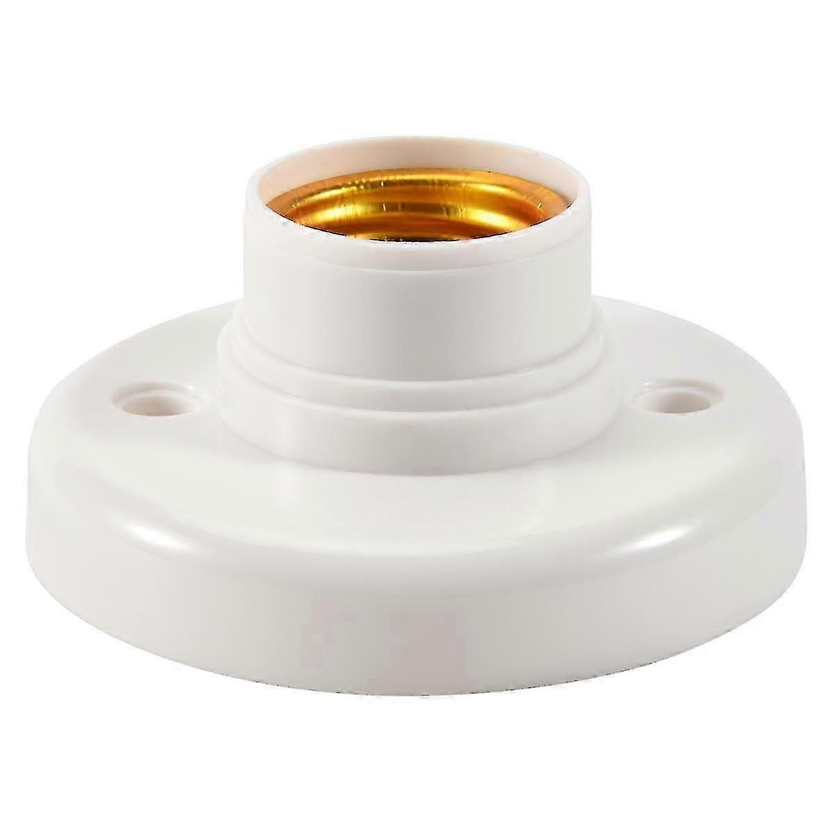 E27 Round Plastic Base Screw Light Bulb Lamp Socket Holder White bs