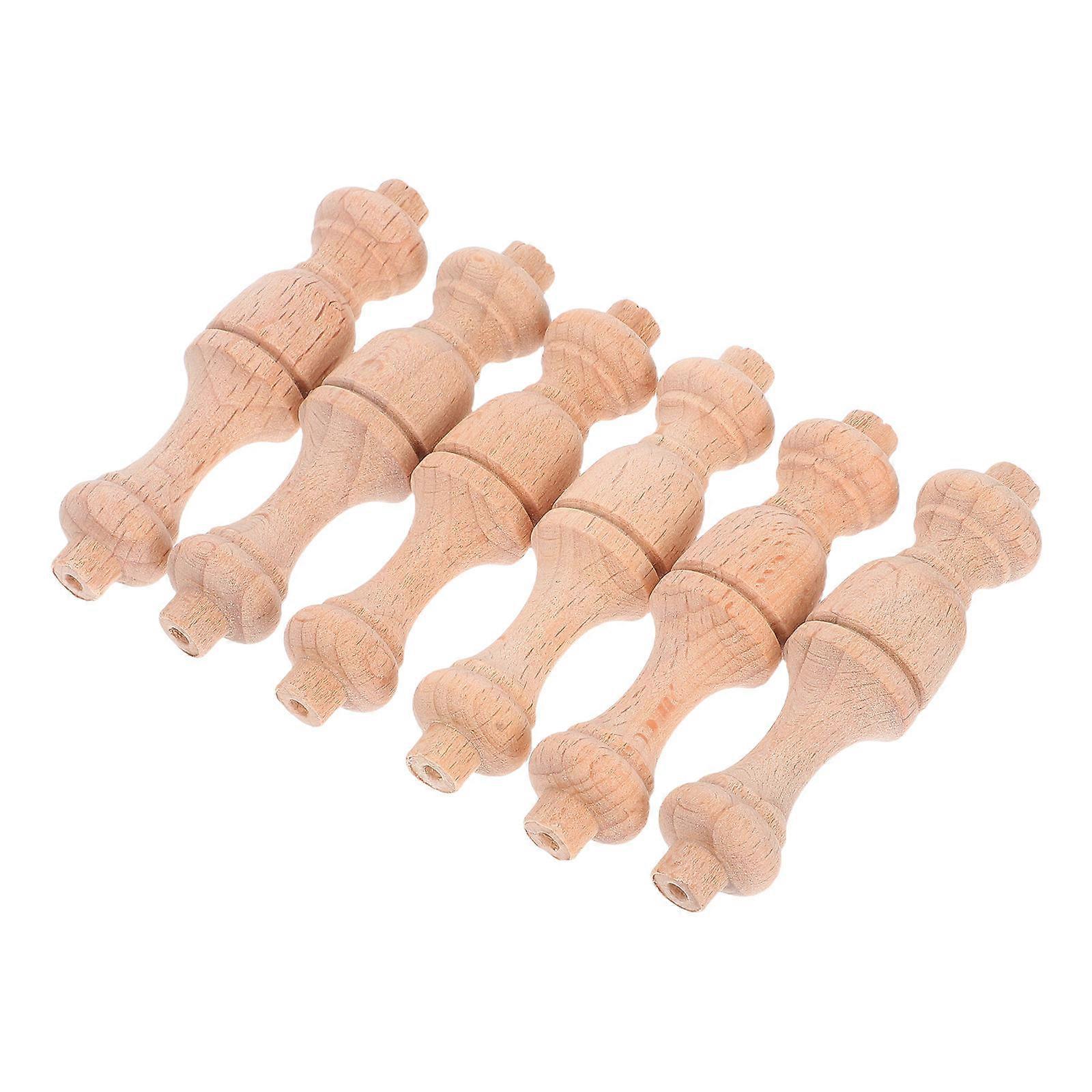 Solid Wood Mini Roman Pillar for Decor 6Pcs DIY Craft Woodworking Columns