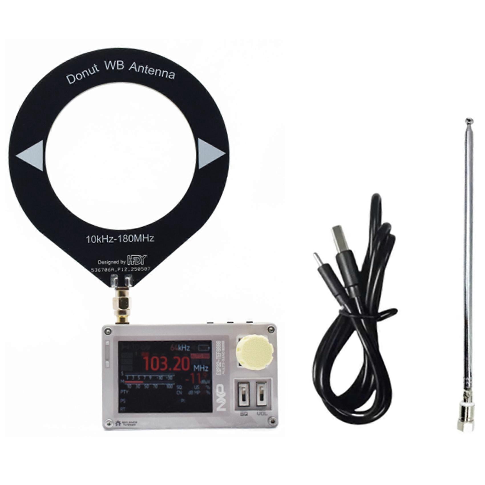 Mini rádio TEF6686 com antena de rádio de tela IPS de 2,0 polegadas