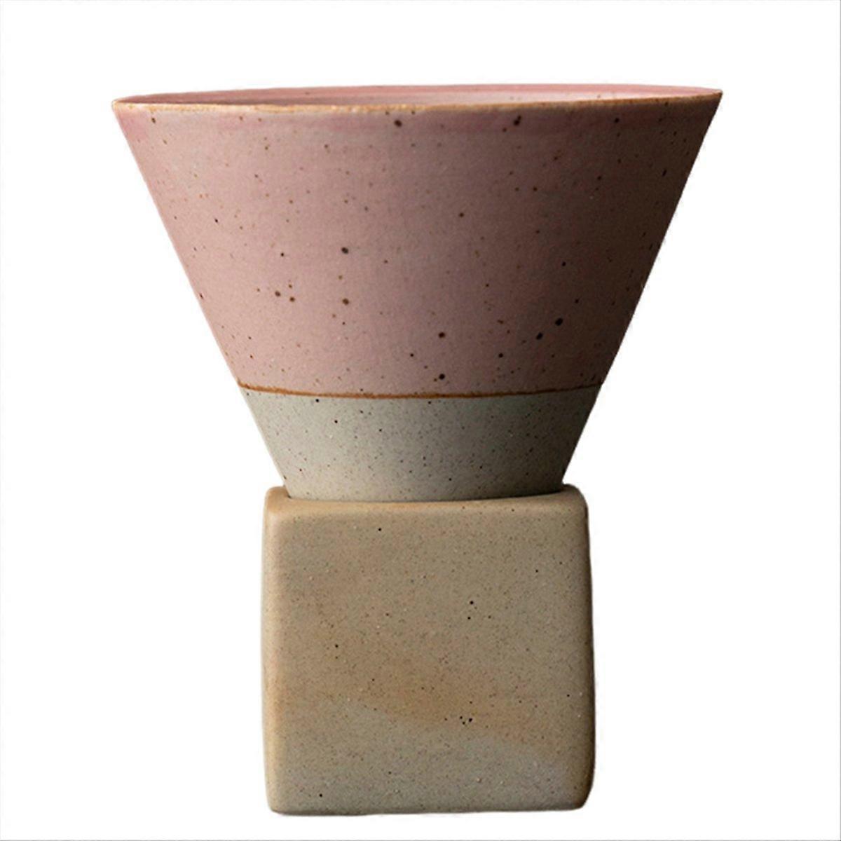 Retro Ceramic Coffee Cup Rough Pottery Tea Cup,Pink