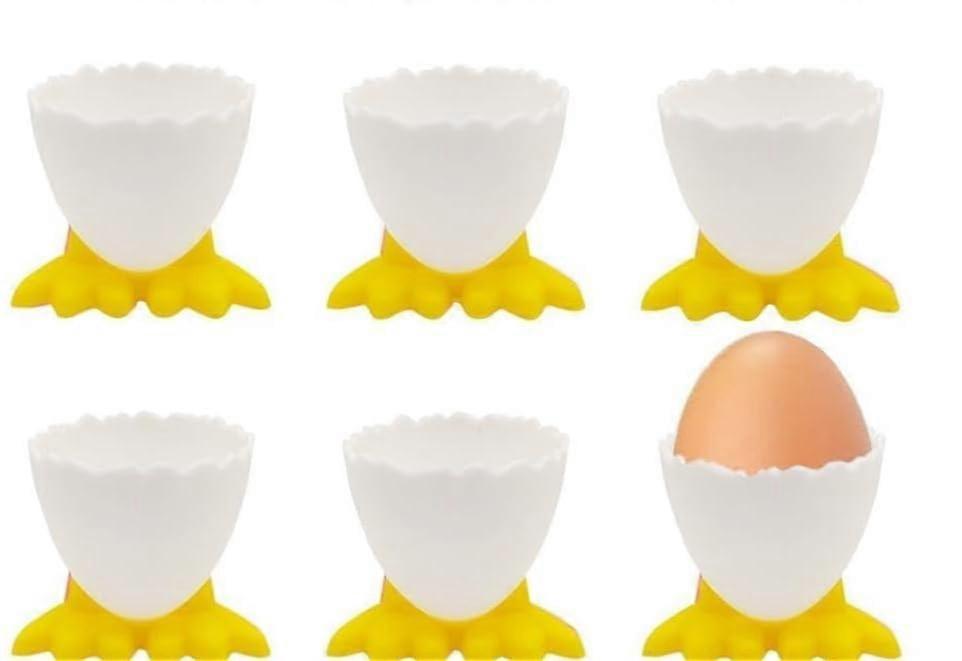 6 Pcs Duck Feet Egg Cups with Wide Base, Cute Boiled Egg Holders for Breakfast and Kitchen Use