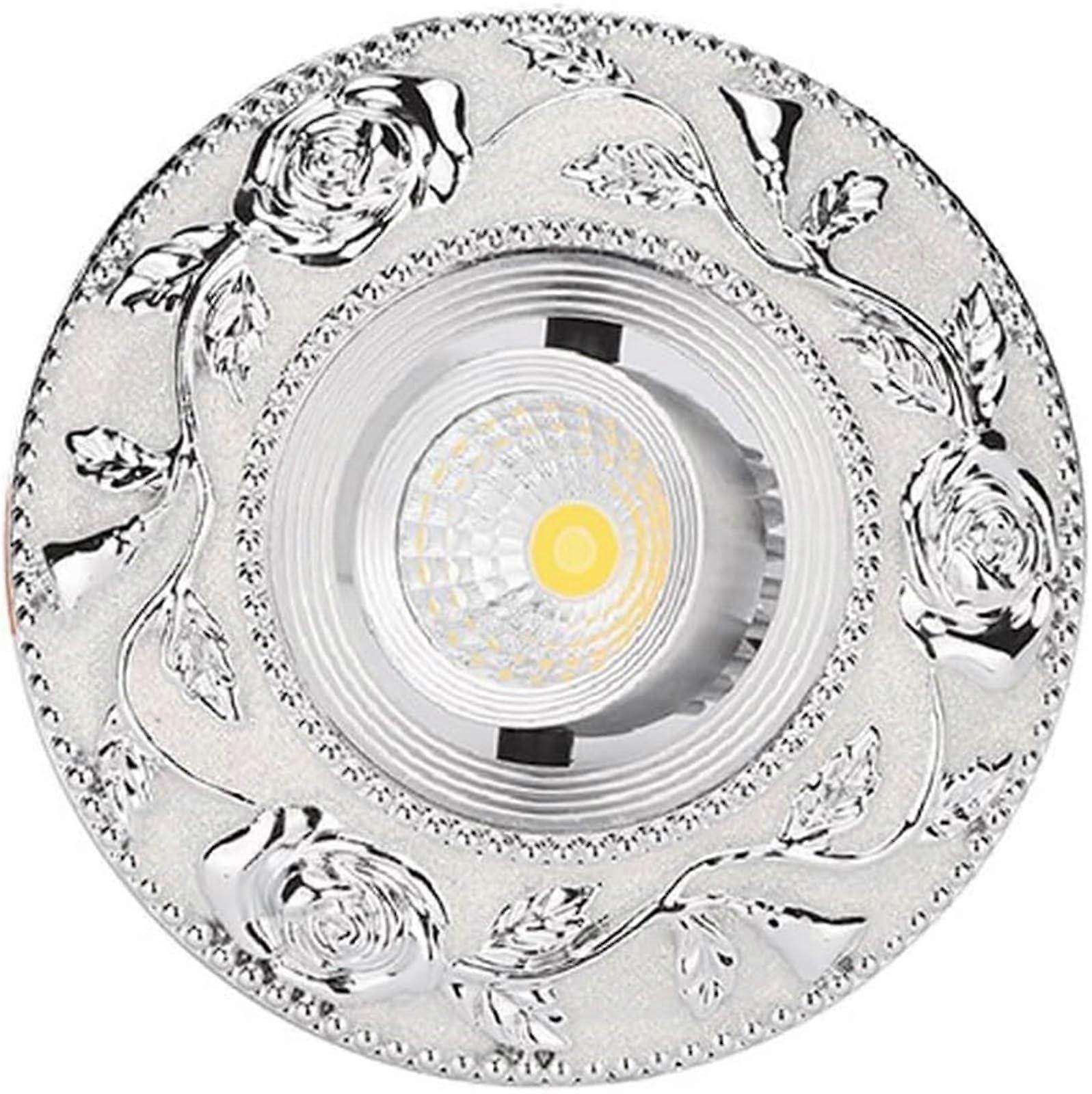 LED Recessed Downlight 7W 30° Adjustable Tilt Three Color Temperature Silver Trim  CRI 80+