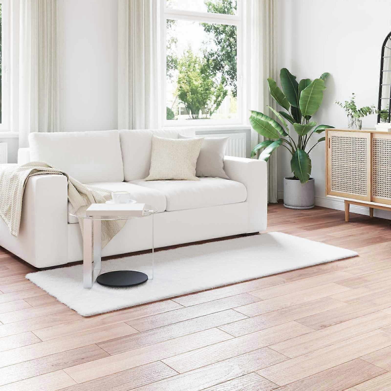 Kunstfell Hasen Teppich Olite Weiß 100 x 200 cm Polyester