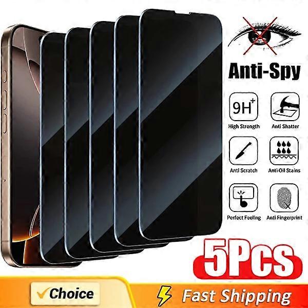 5-Pack Full Coverage Privacy Screen Protector for compatible with iPhone 16/15 Pro/14/13/12/11/XR/X/8K Anti-Spy Glass