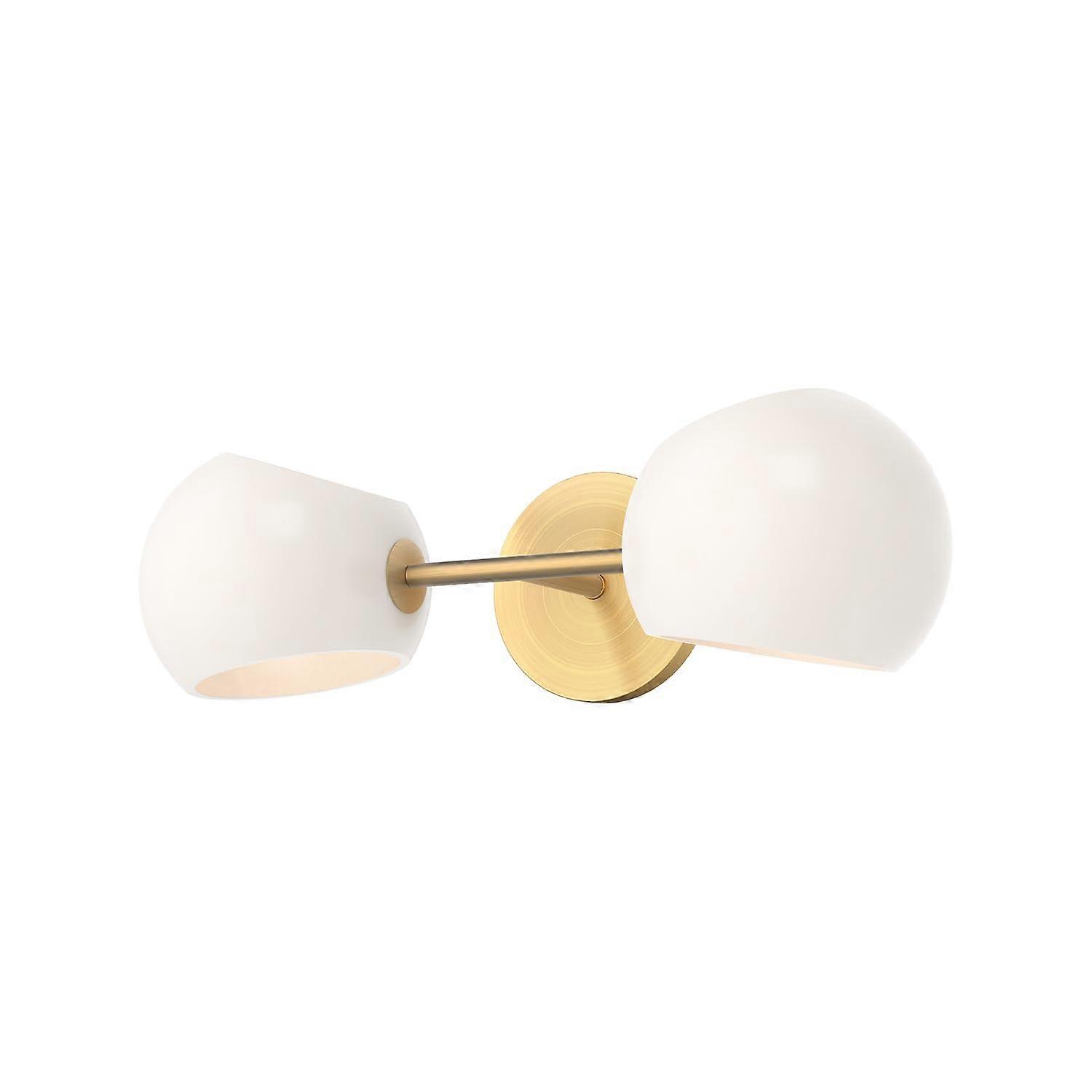 Brushed Gold Opal Glass 2Light Wall Sconce Vanity Light, Modern Horizontal or Vertical Mount