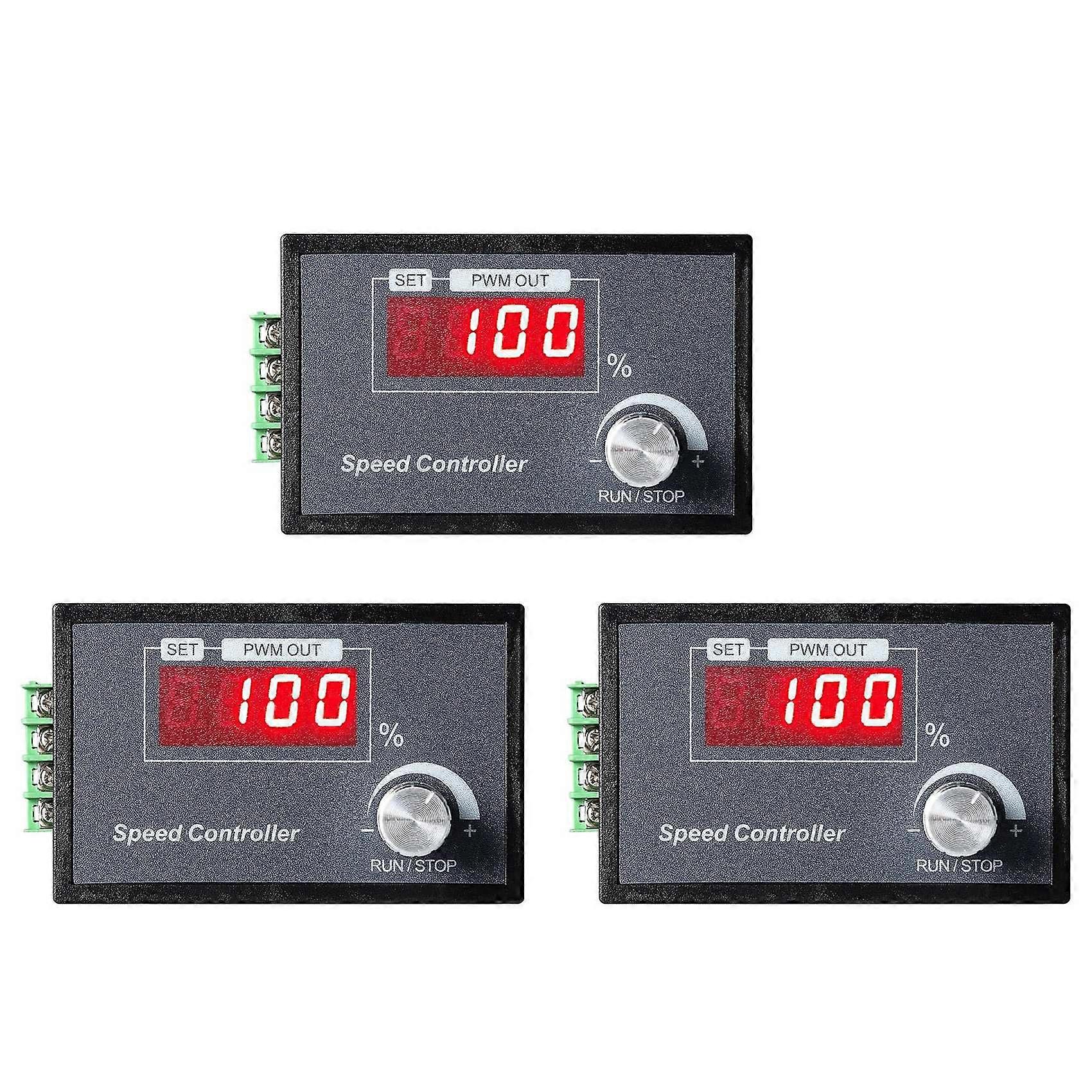 3X PWM DC Motor Speed Controller 6-60V 30A with Digital Display & Robust PCB - Perfect for Various Machines