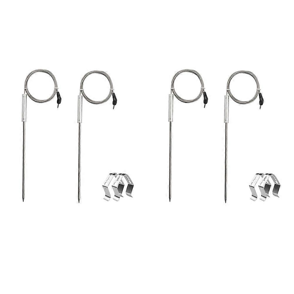 4 Pack Meat Probe Replacement for Thermopro Thermometers TP20 TP17 TP16 TP08S TP07 TP06,with 4 BBQ Probe Holder Clip