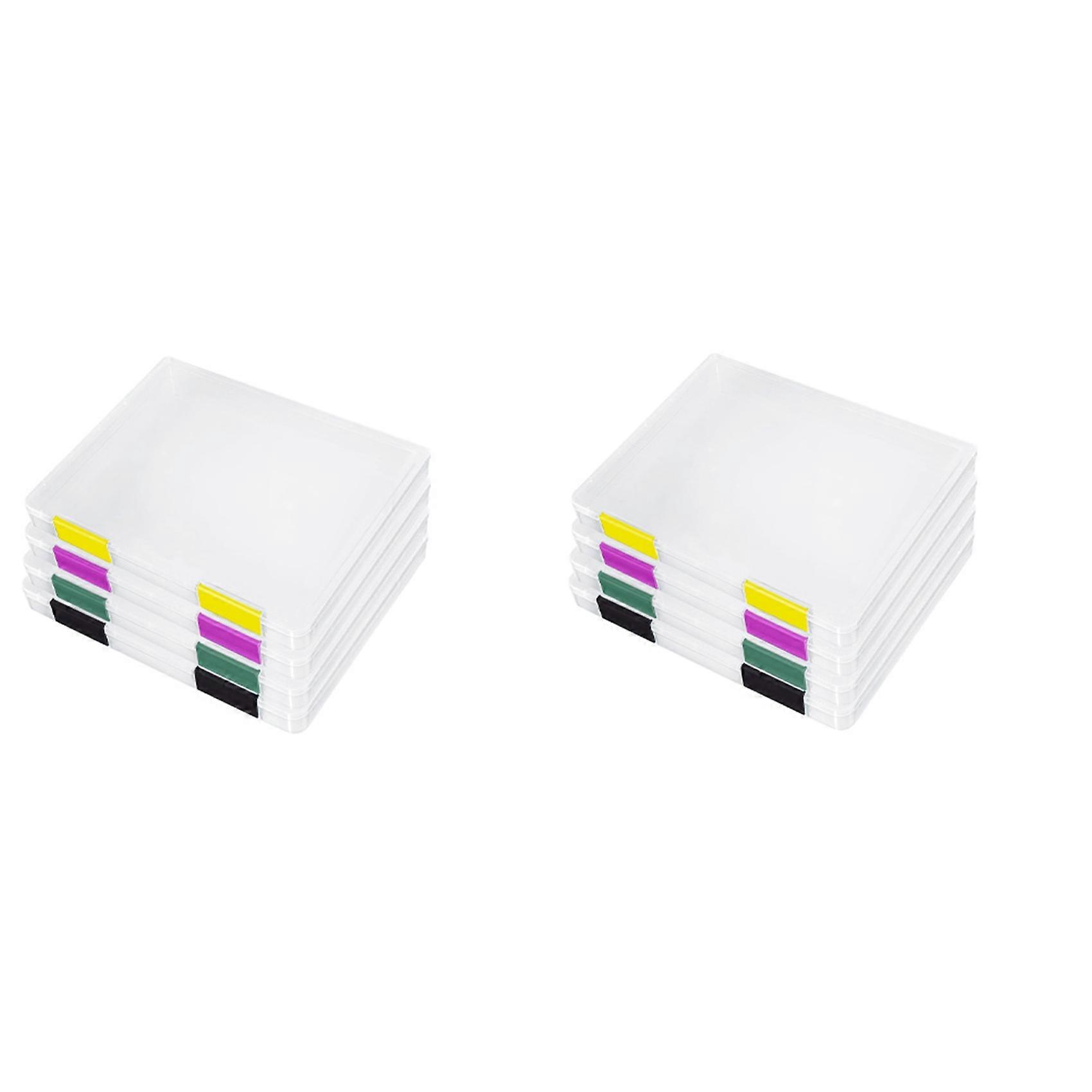 8PCS A4 File Portable Project Case,Portable A4 File Box Plastic Scrapbook Paper Storage Box for 8.5x11Inch Letter Paper