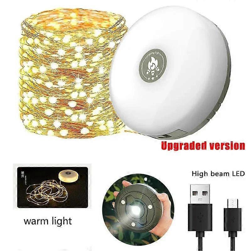 Multifunctional 4 in 1 Design Camping Light String USB Rechargeable Outdoor Tent Decor Light LED Flashlight with Magnet Hook