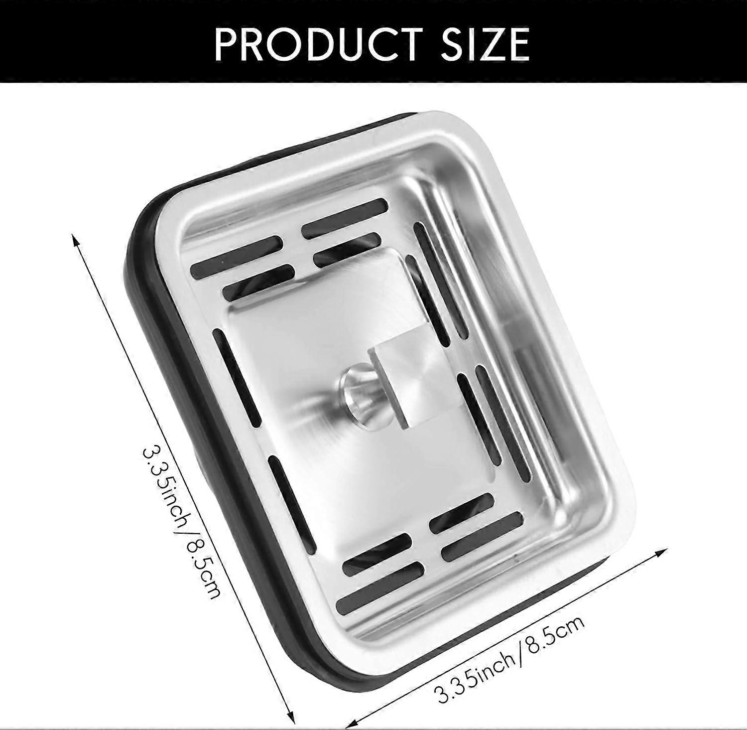 Stainless Steel Square Sink Strainer Plug with LeakProof Seal, RustResistant Mesh Basket Stopper