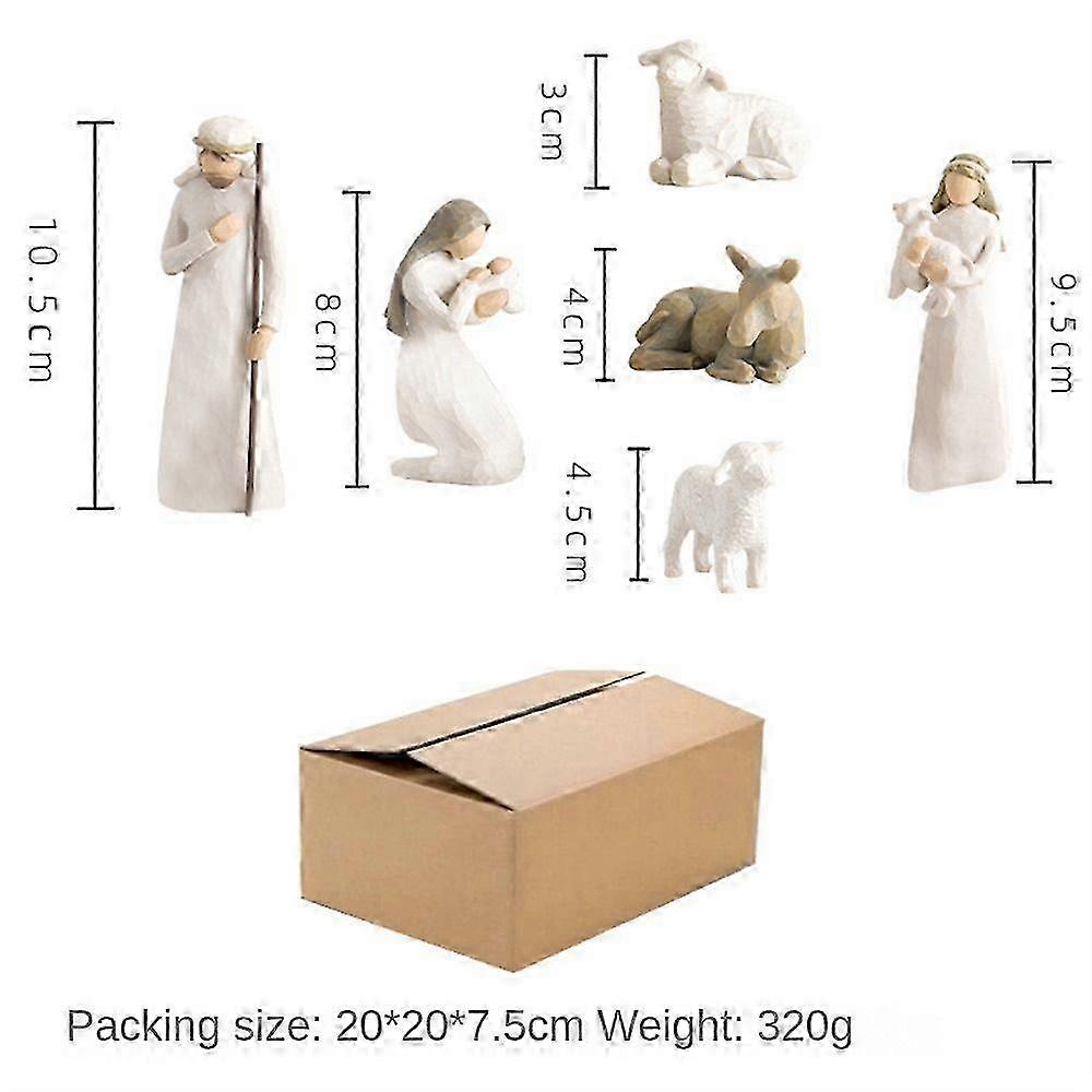 Handmålade julkrubbafigurer för pilträd, religiös prydnad