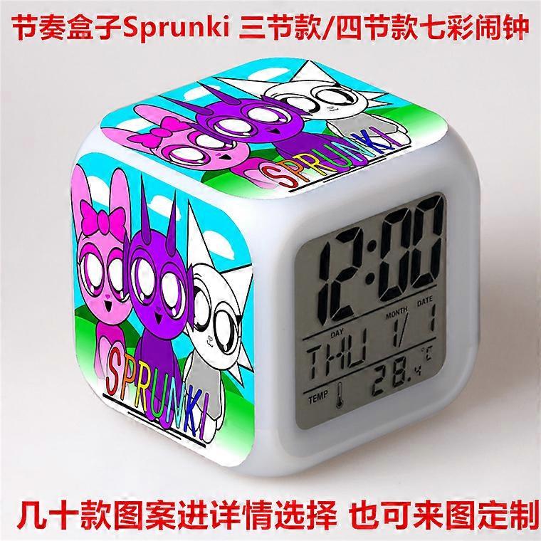 Sprunki Cartoon Rhythm Box Alarm Clock, Colorful Alarm Clock, Student Gift