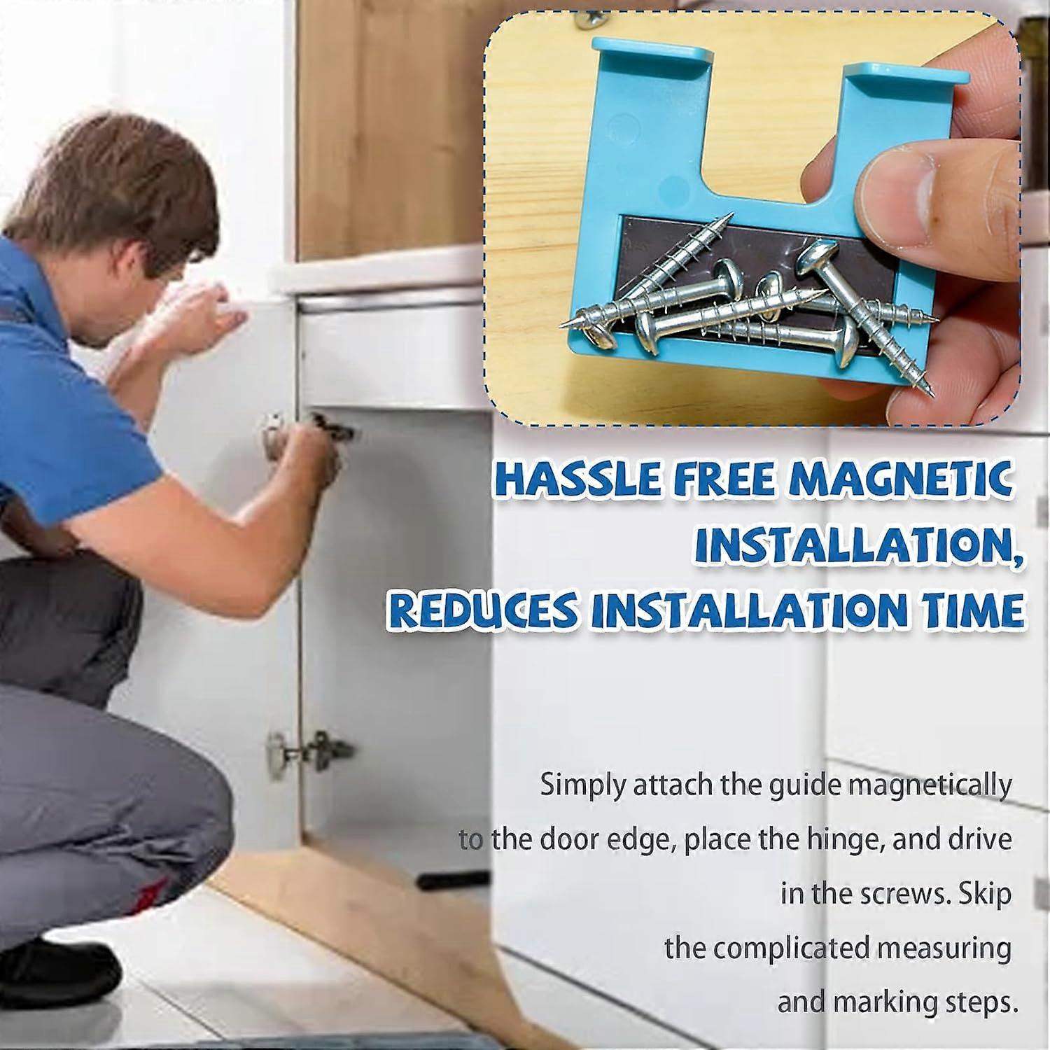 Door Hinge Jig Magnetic Installation Tool with Adjustable Guide and Bubble Level for Accurate Hinge Placement, 10pcs