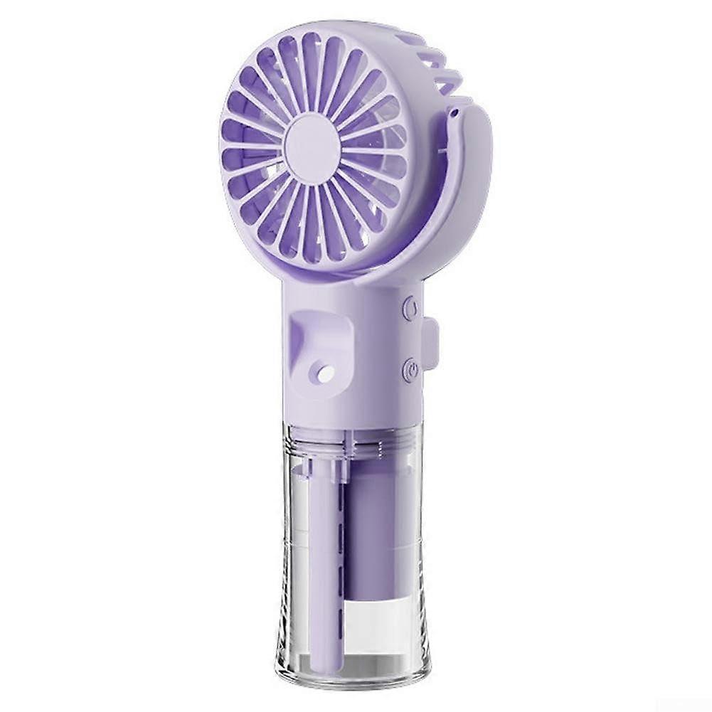 Handheld Misting Fan with Spray Function USB Rechargeable Cooling for Summer (Purple)