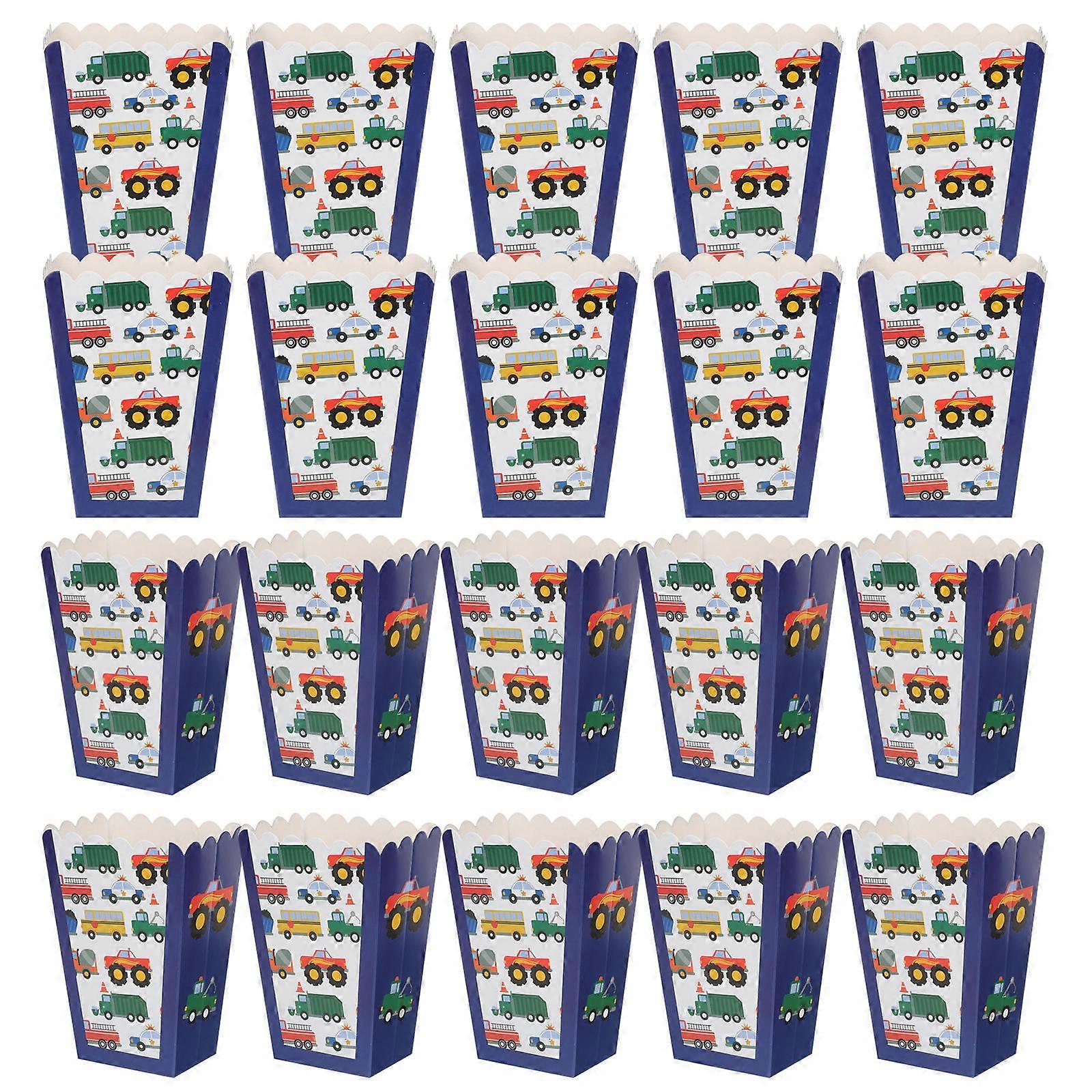 Construction Truck Theme Paper Popcorn Box for Snacks 24Pcs