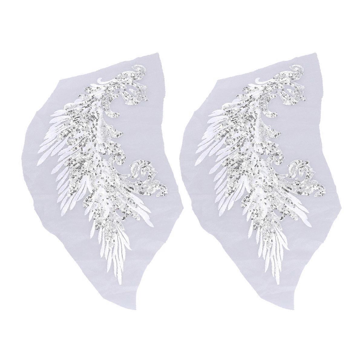 Garment Accessories Wings Shaped Clothing Patch for DIY 4Pcs Silver