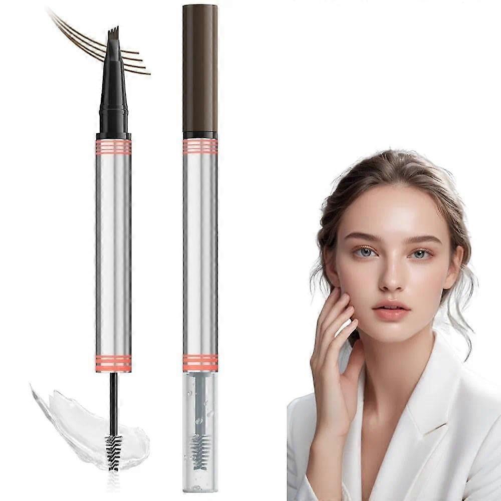2in1 Eyebrow Pencil with Gel, Waterproof Microfork Precision Tip, Long Lasting Dark Brown
