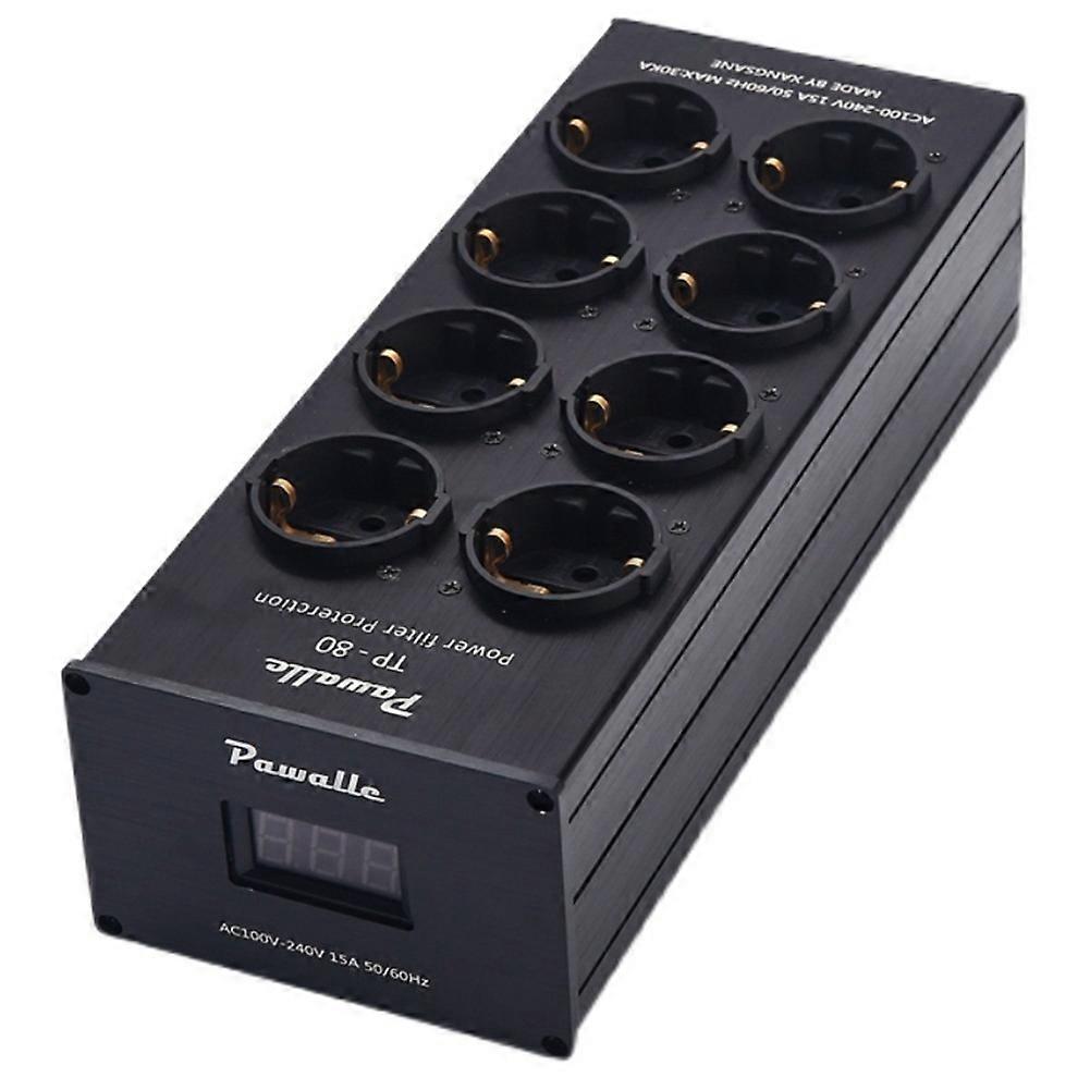 Pawalle Tp80 Power Filter Socket Noise Reduction Overload Protection Voltage Display Function Audio Amplifier Plug Board EU Plug