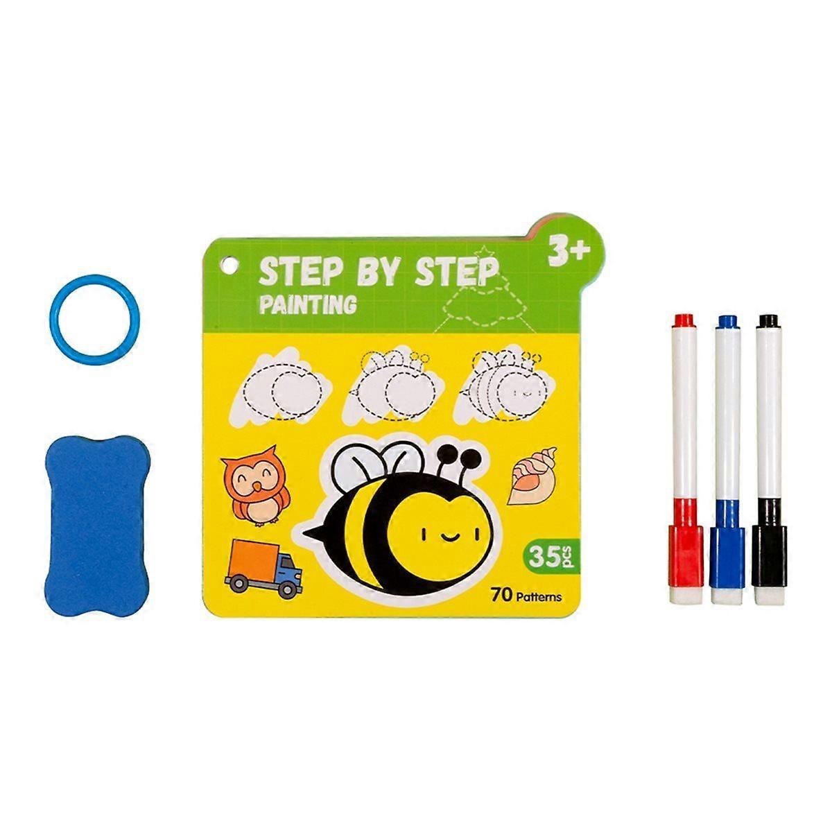 70 Patterns Step-By-Step Learning Simple Drawing Card Book, Reusable Graffiti Set, Cartoon Educatio