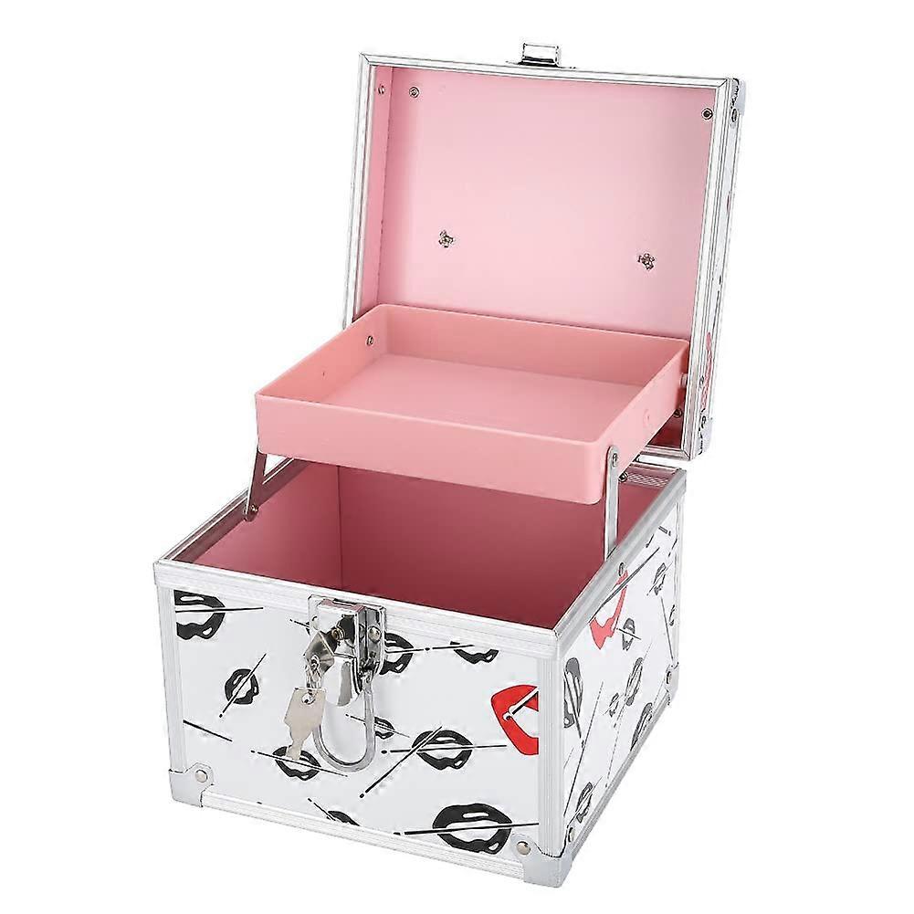 Professional Aluminum Makeup Train Case with Lock, Large Capacity MultiLayer Travel Organizer Box
