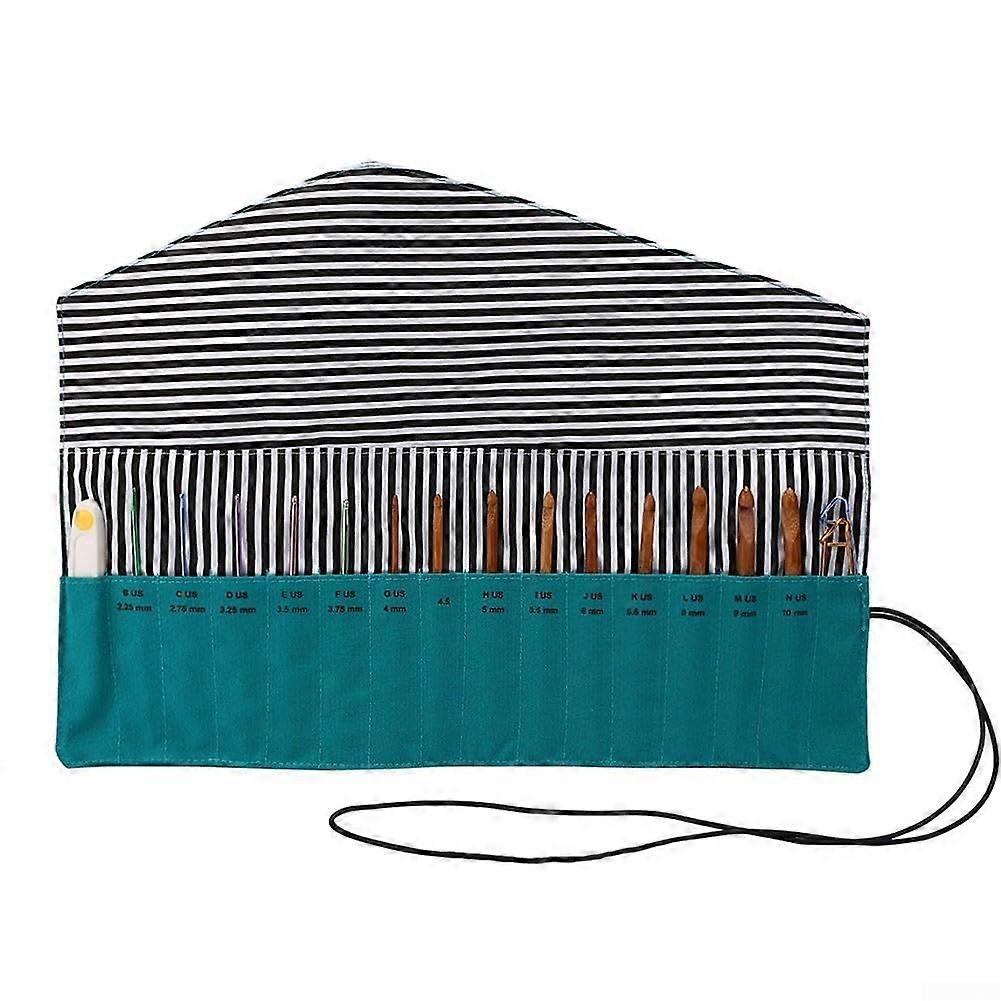 Waterproof Crochet Hook Case and Knitting Needle Organizer Foldable Design Green