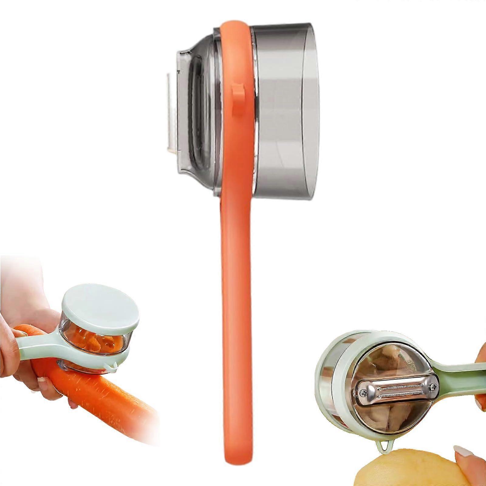 Vegetable Peeler with BuiltIn Container and Stainless Blades, Dishwasher Safe for Kitchen Use (Red)