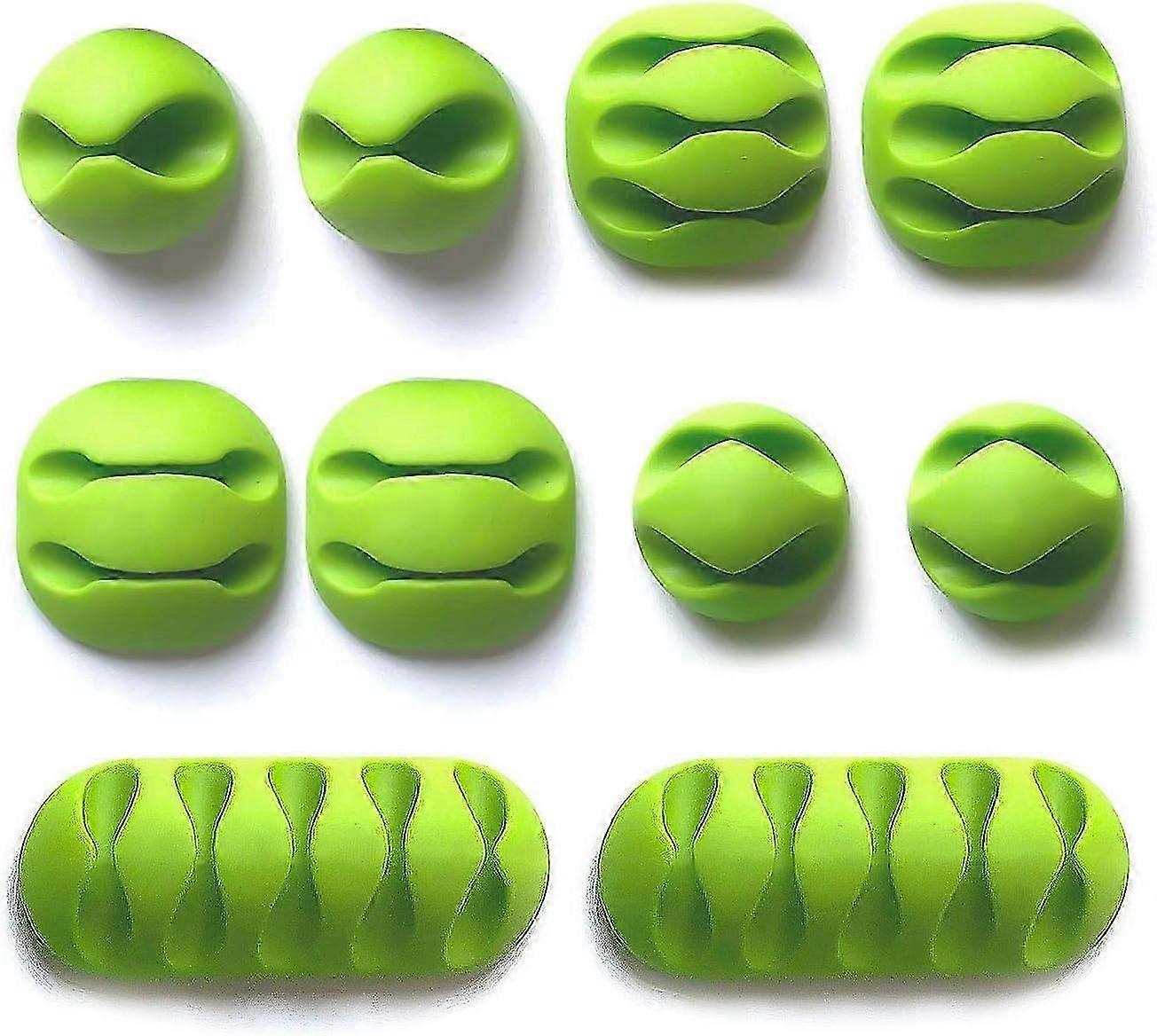 10 Pack Cable Organizer and Cable Ties Silicone Cable Ties, (Green)